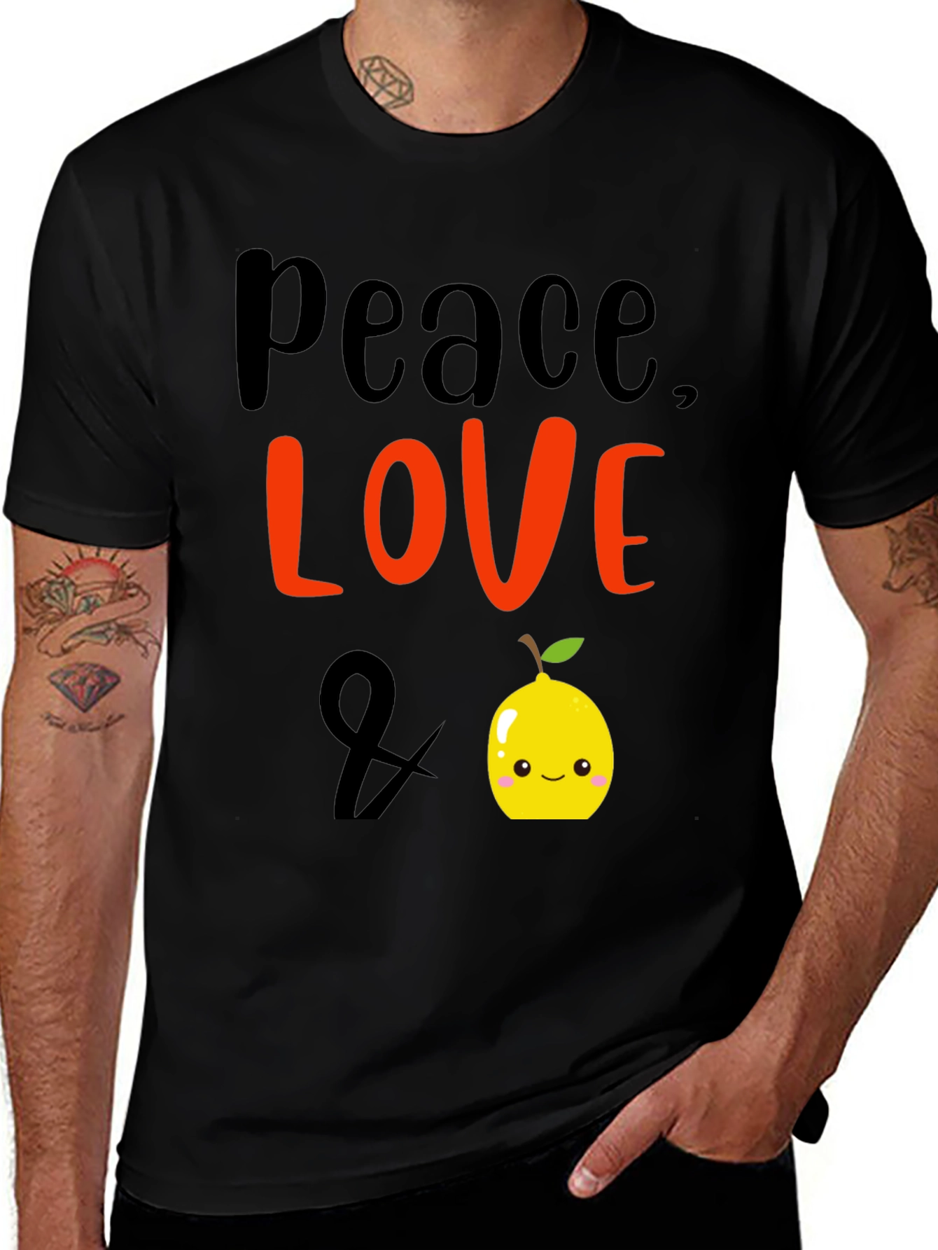 Variant 30 of Peace, Love & Lemon Graphic Tee - Black