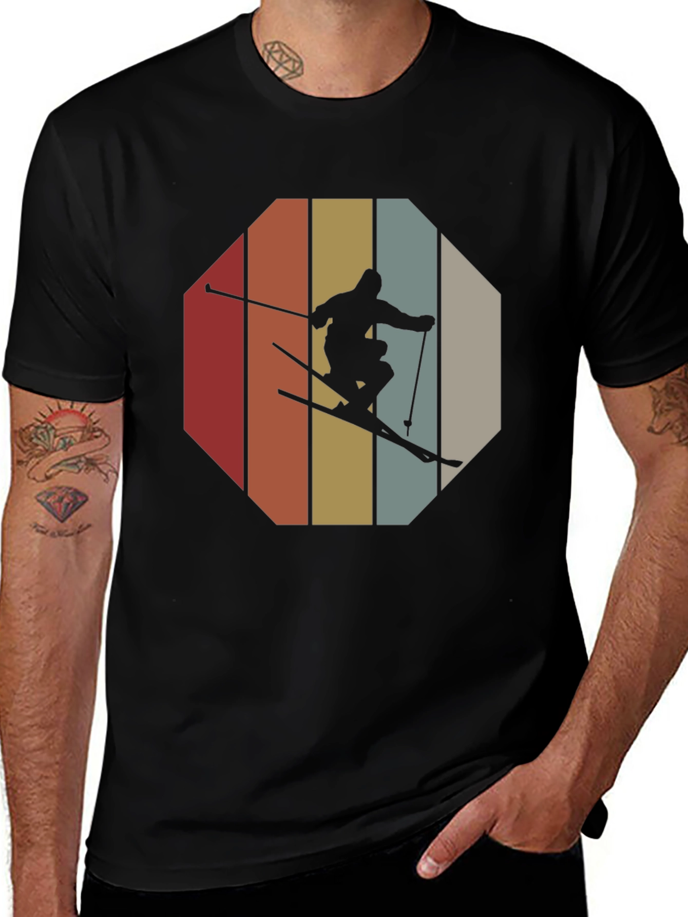 Variant 22 of Vintage Ski Silhouette Tee - Black Short Sleeve Shirt