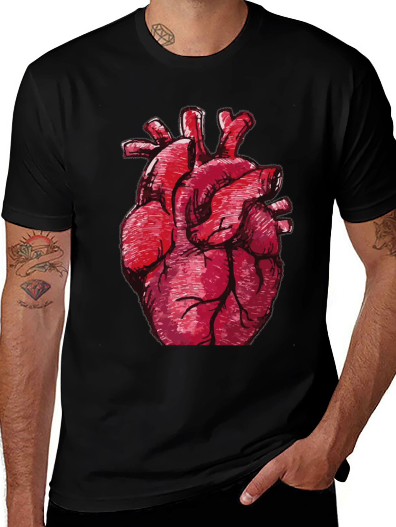Variant 27 of Anatomical Heart Graphic Black T-Shirt