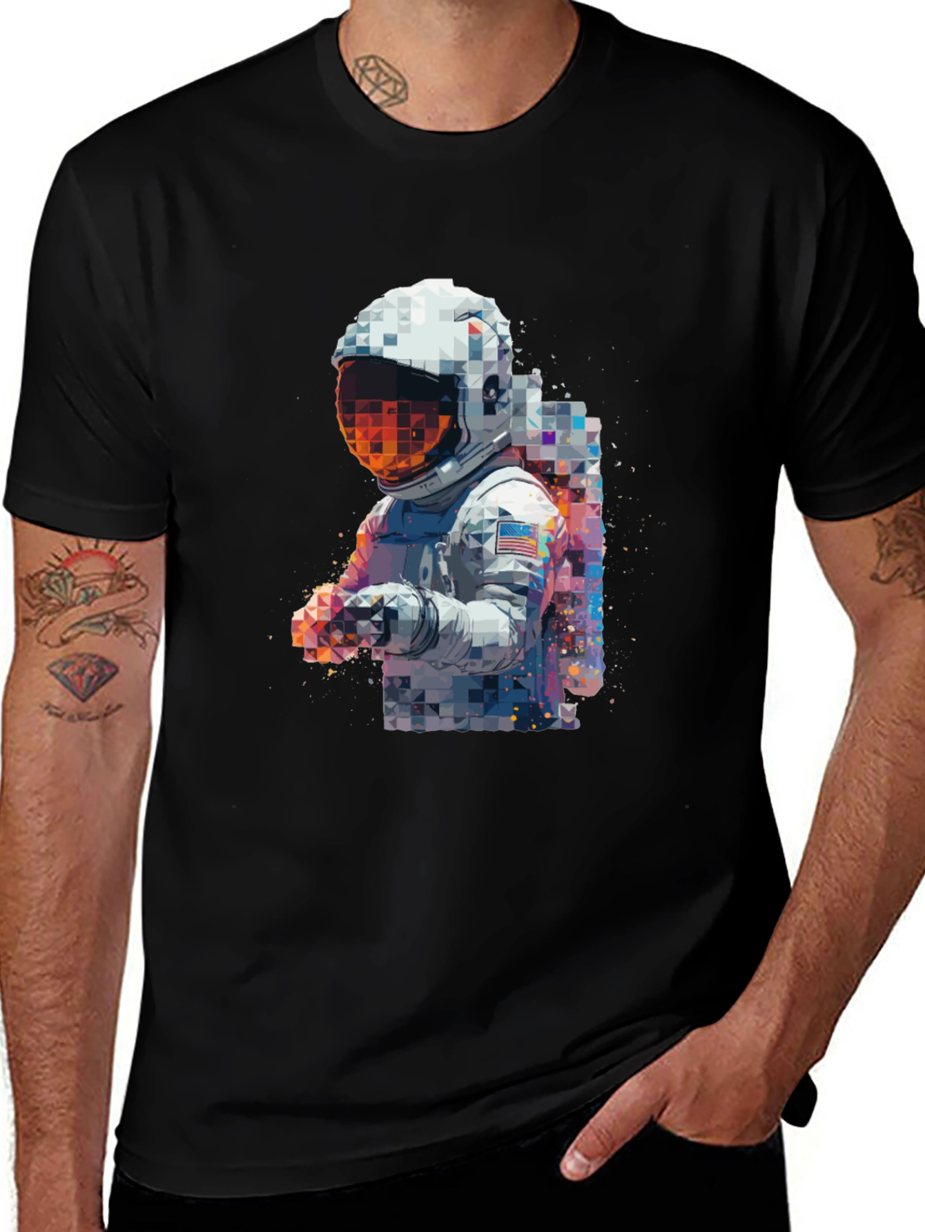 Variant 25 of Astronaut Pixel Art Graphic Tee - Cool Space Design