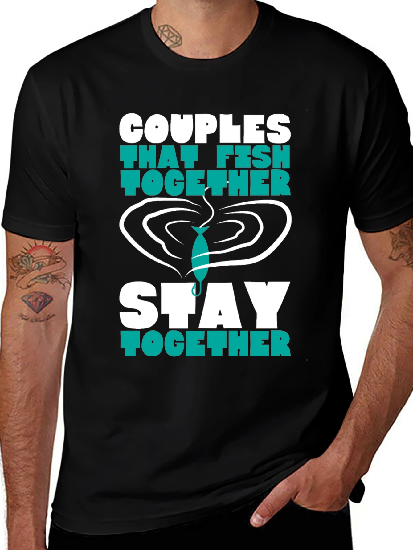 Variant 6 of Couples Fishing T-Shirt - Stay Together
