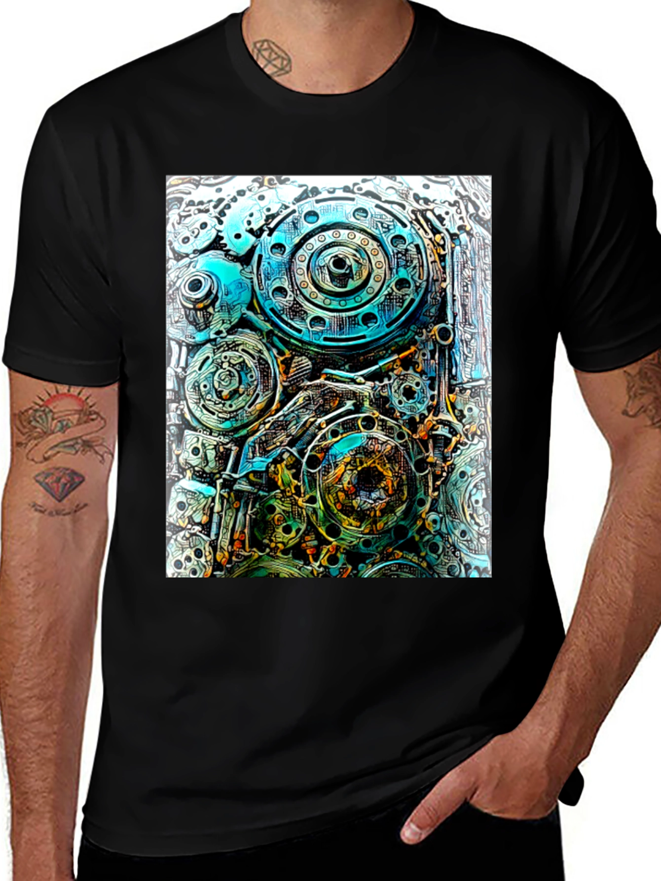Variant 28 of Steampunk Gear T-Shirt - Mechanical Design
