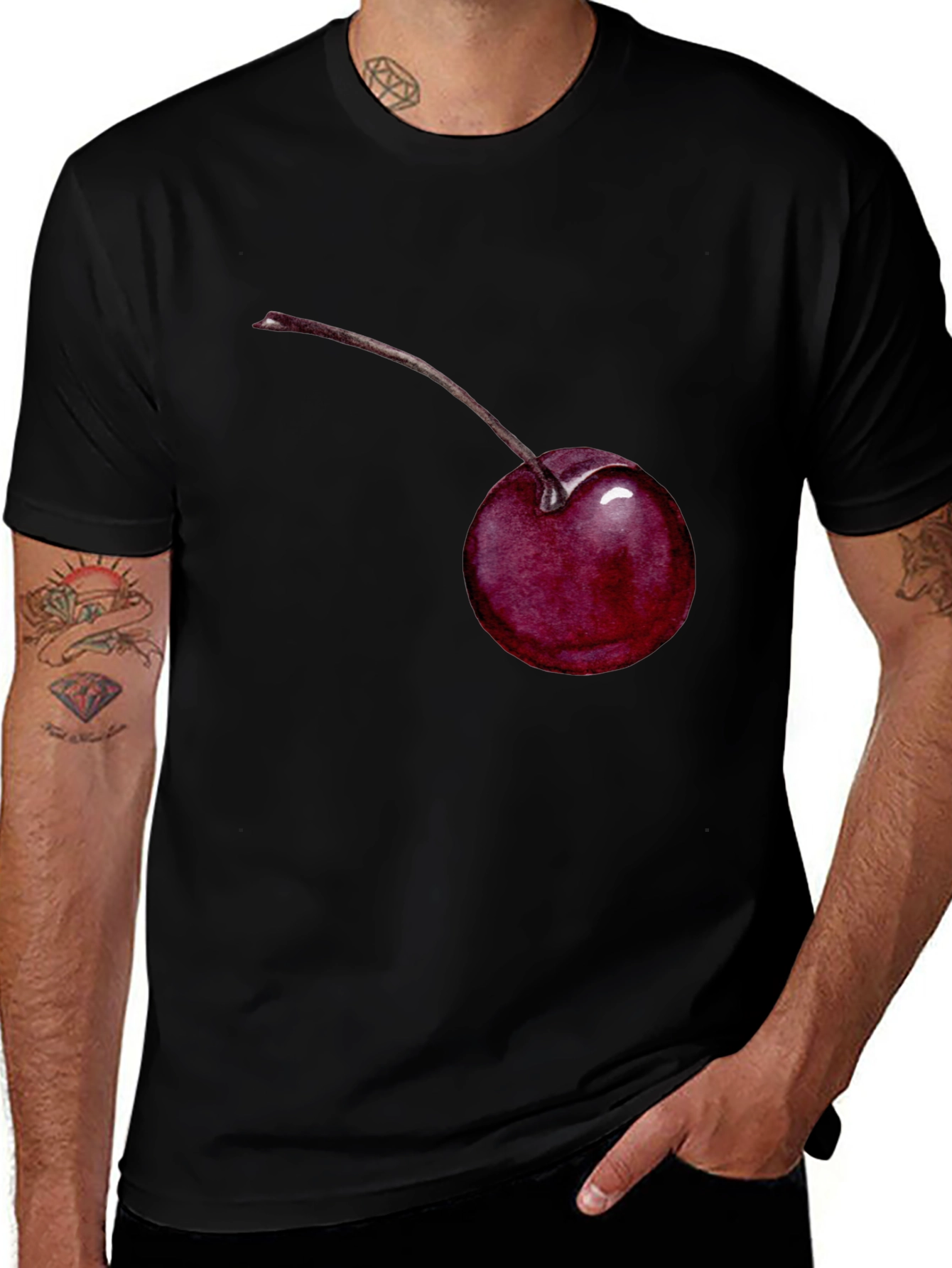 Variant 3 of Cherry Graphic Tee - Dark Fruit Casual Shirt
