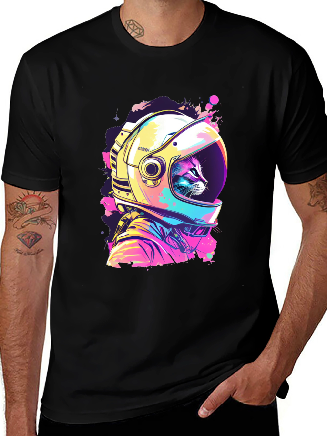 Variant 10 of Astronaut Cat Graphic Tee - Unique Space Design