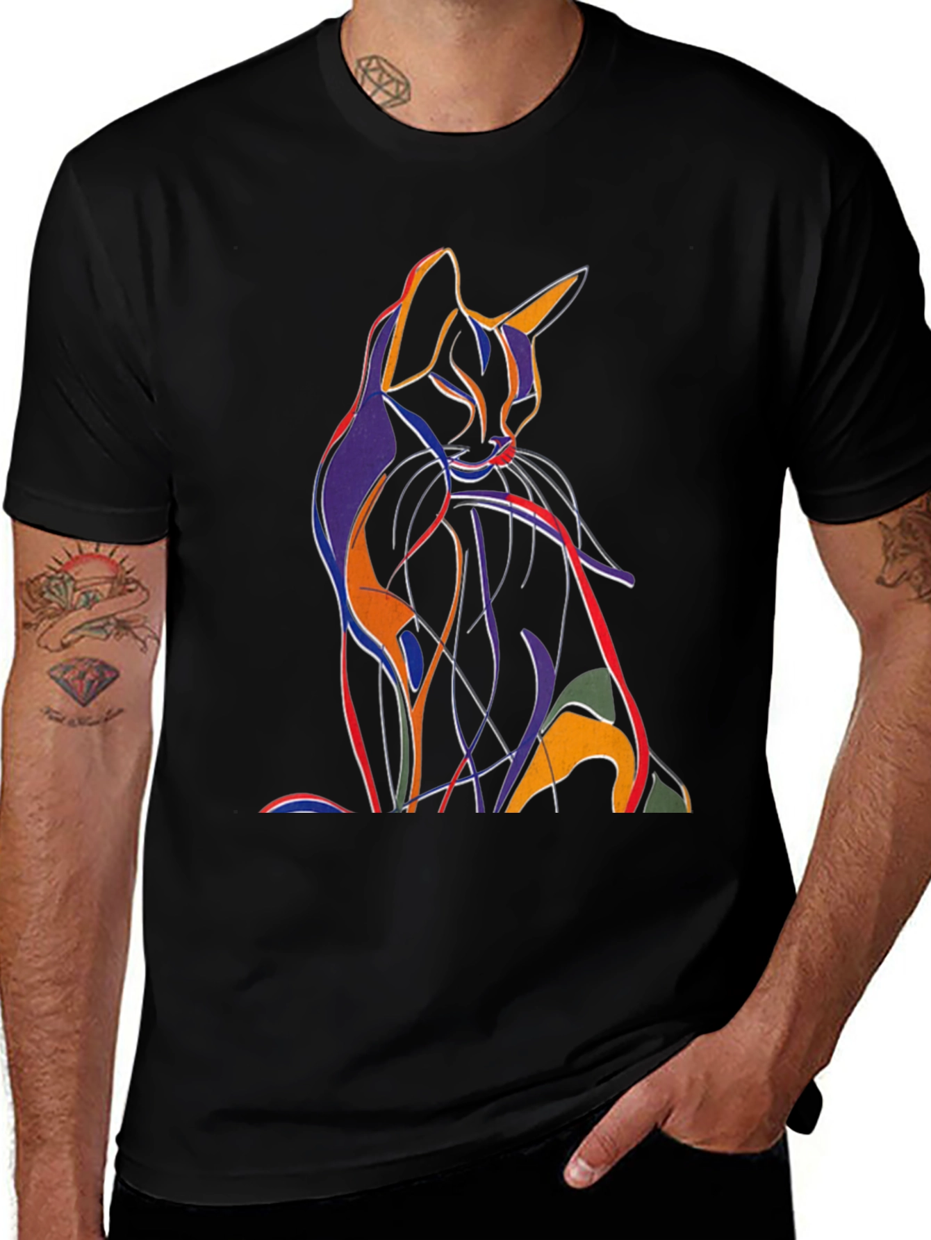 Variant 8 of Abstract Cat Graphic T-Shirt