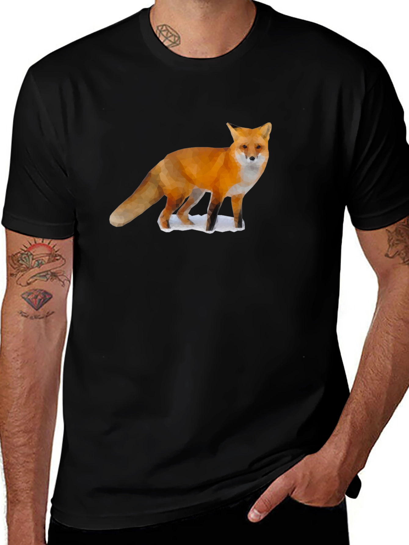 Variant 6 of Geometric Fox Graphic Tee - Men's Black T-Shirt