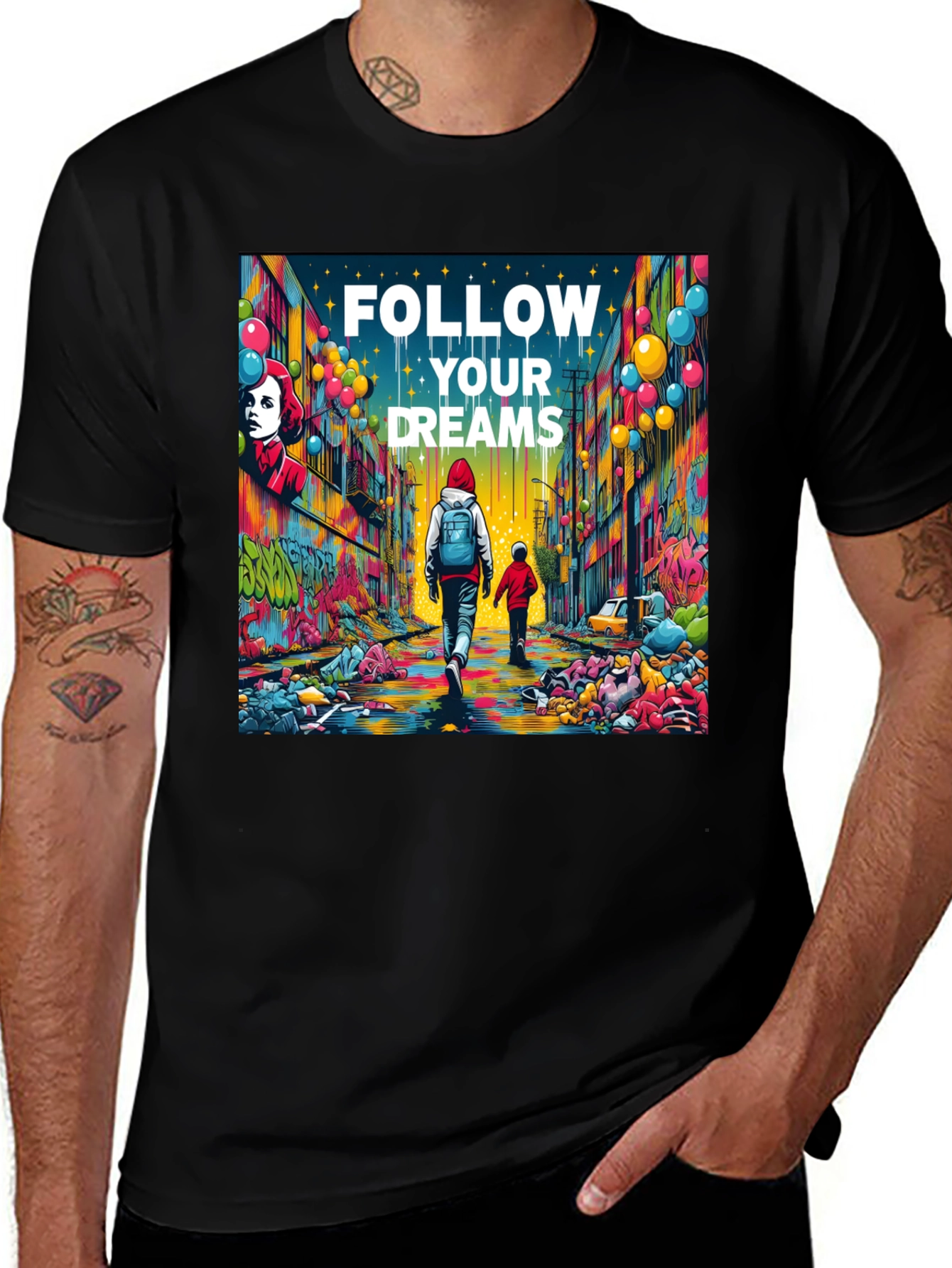 Variant 23 of Follow Your Dreams Graphic T-Shirt - Inspiring Design