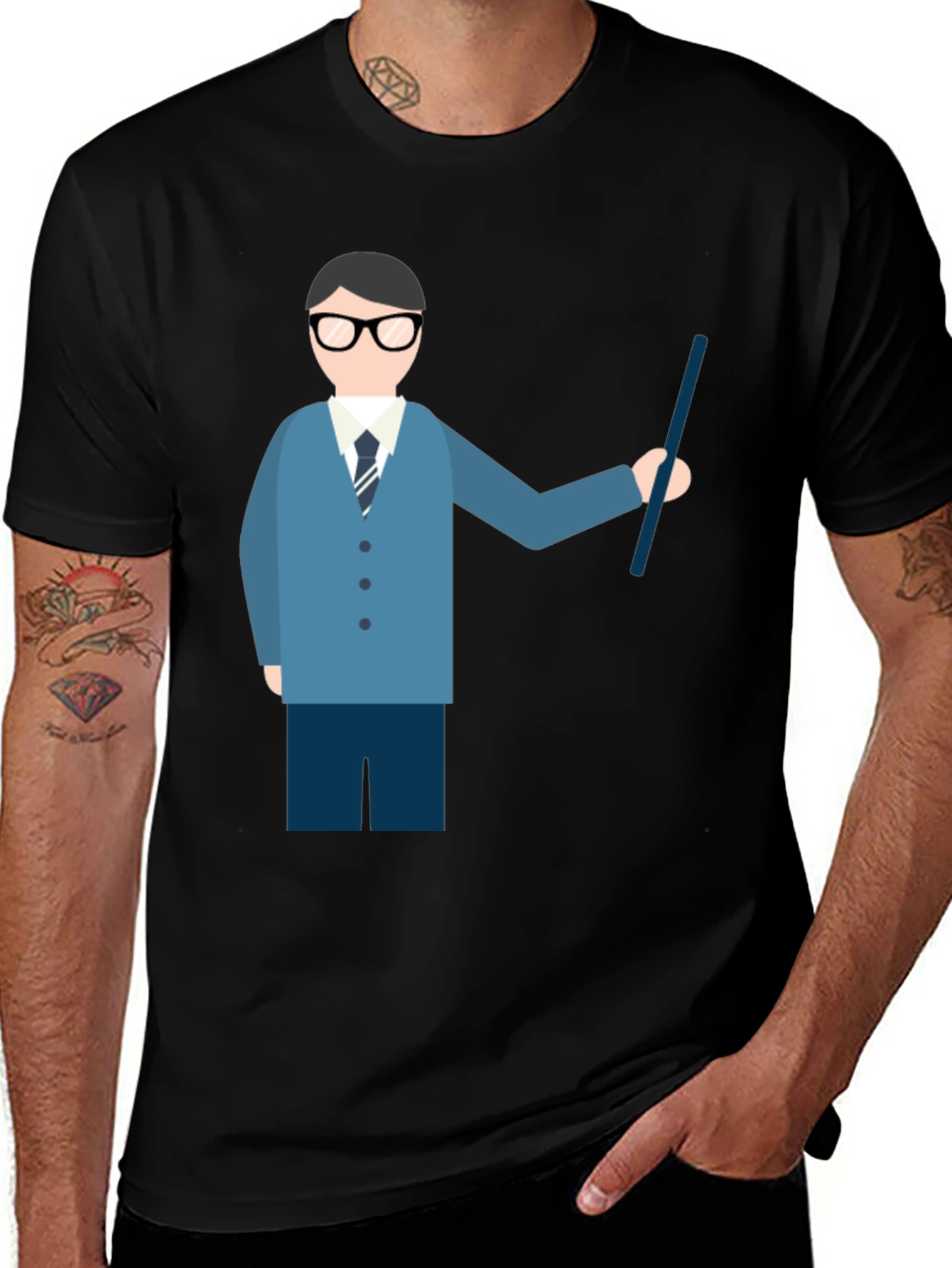 Variant 17 of Professor Teacher Graphic Print Black T-Shirt