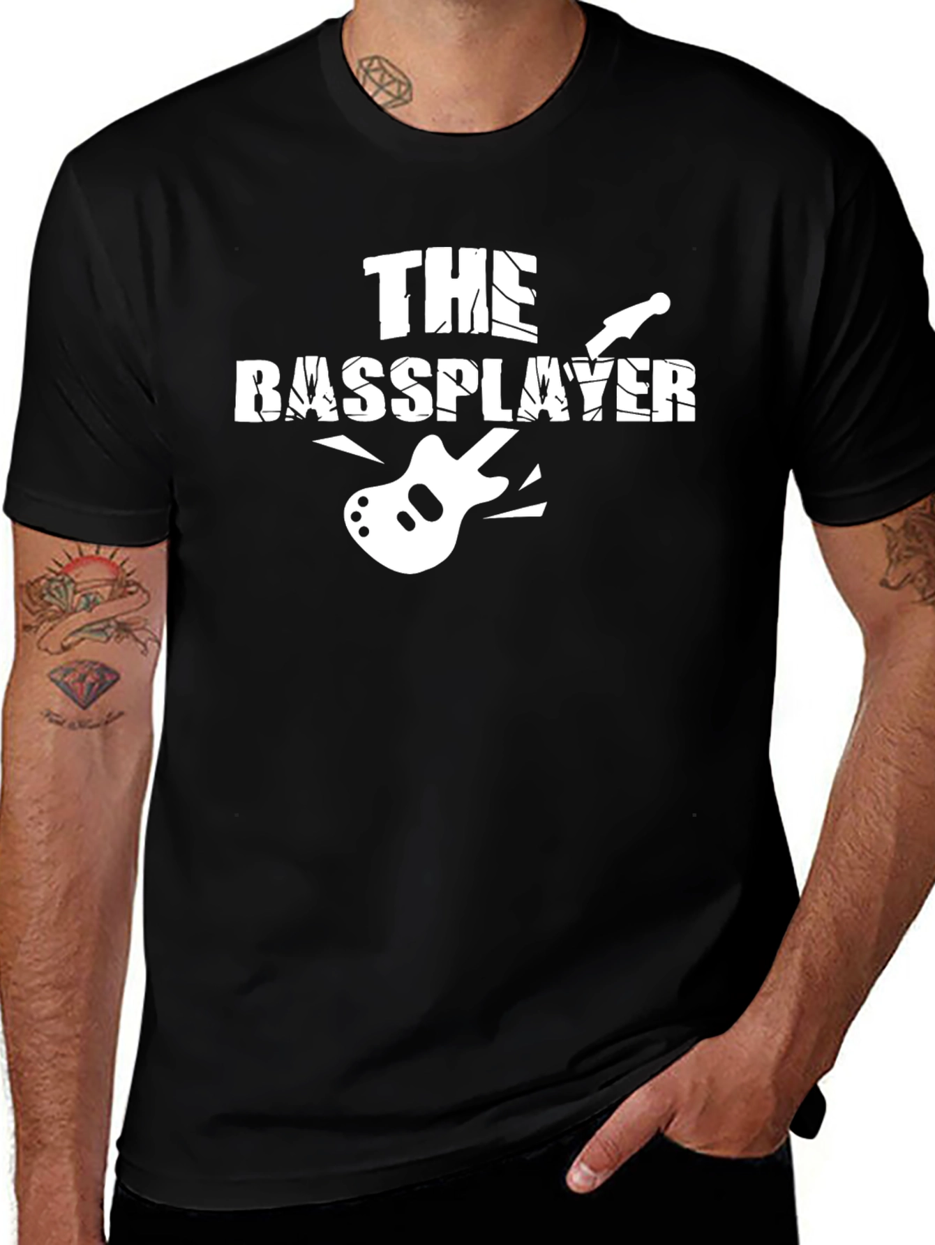 Variant 27 of The Bassplayer Black T-Shirt - Music Lover Tee