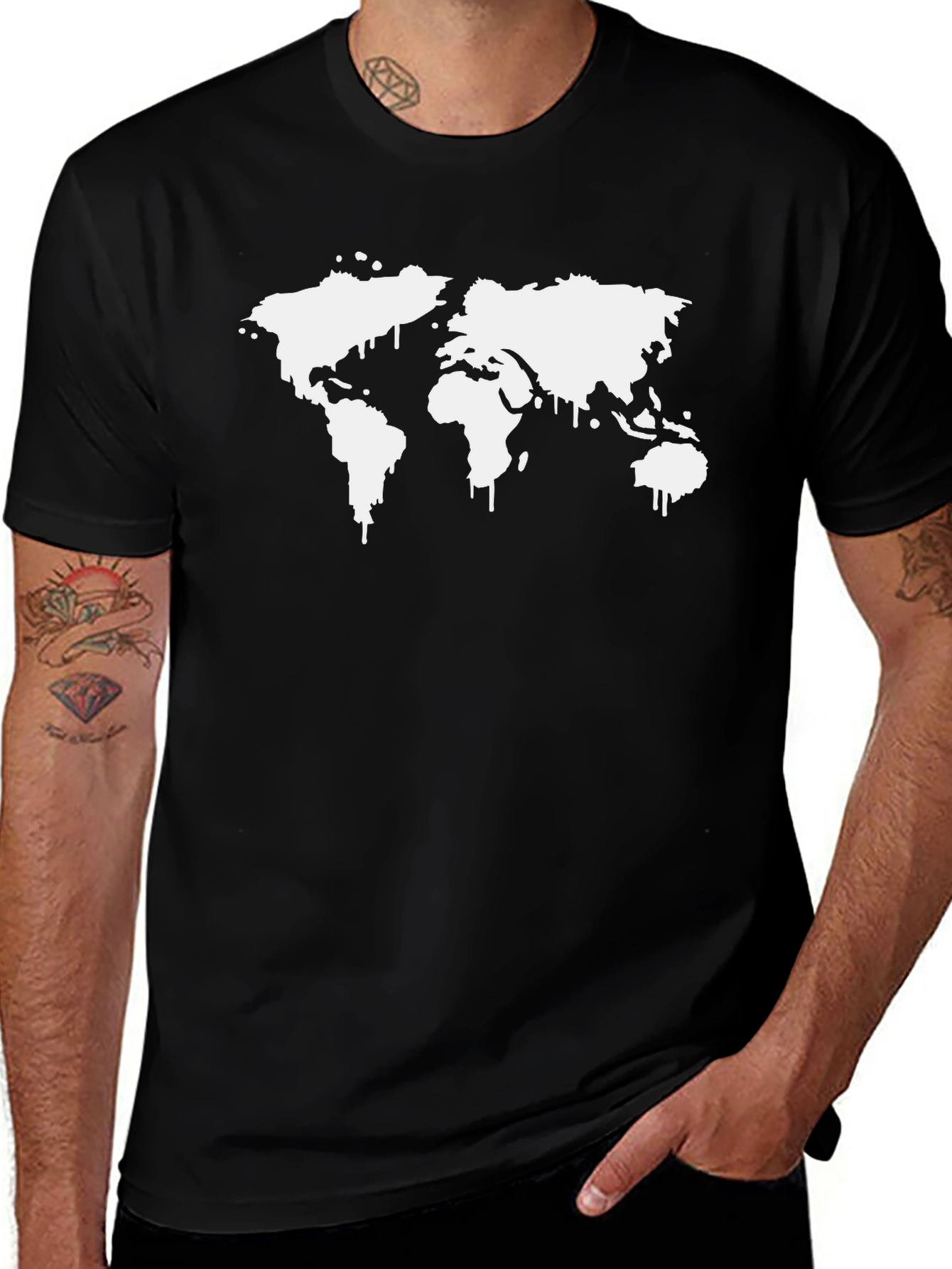 Variant 17 of World Map Graphic Tee - Black