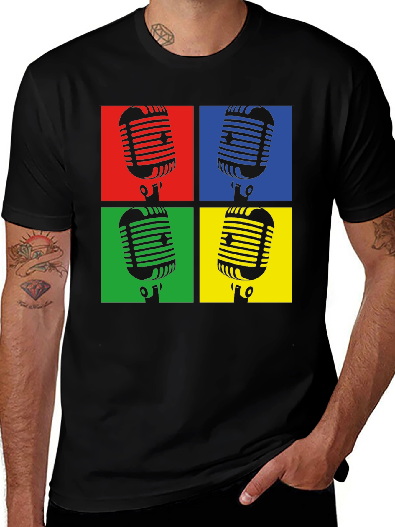 Variant 21 of Retro Microphone Graphic Tee - Vintage Pop Art Shirt