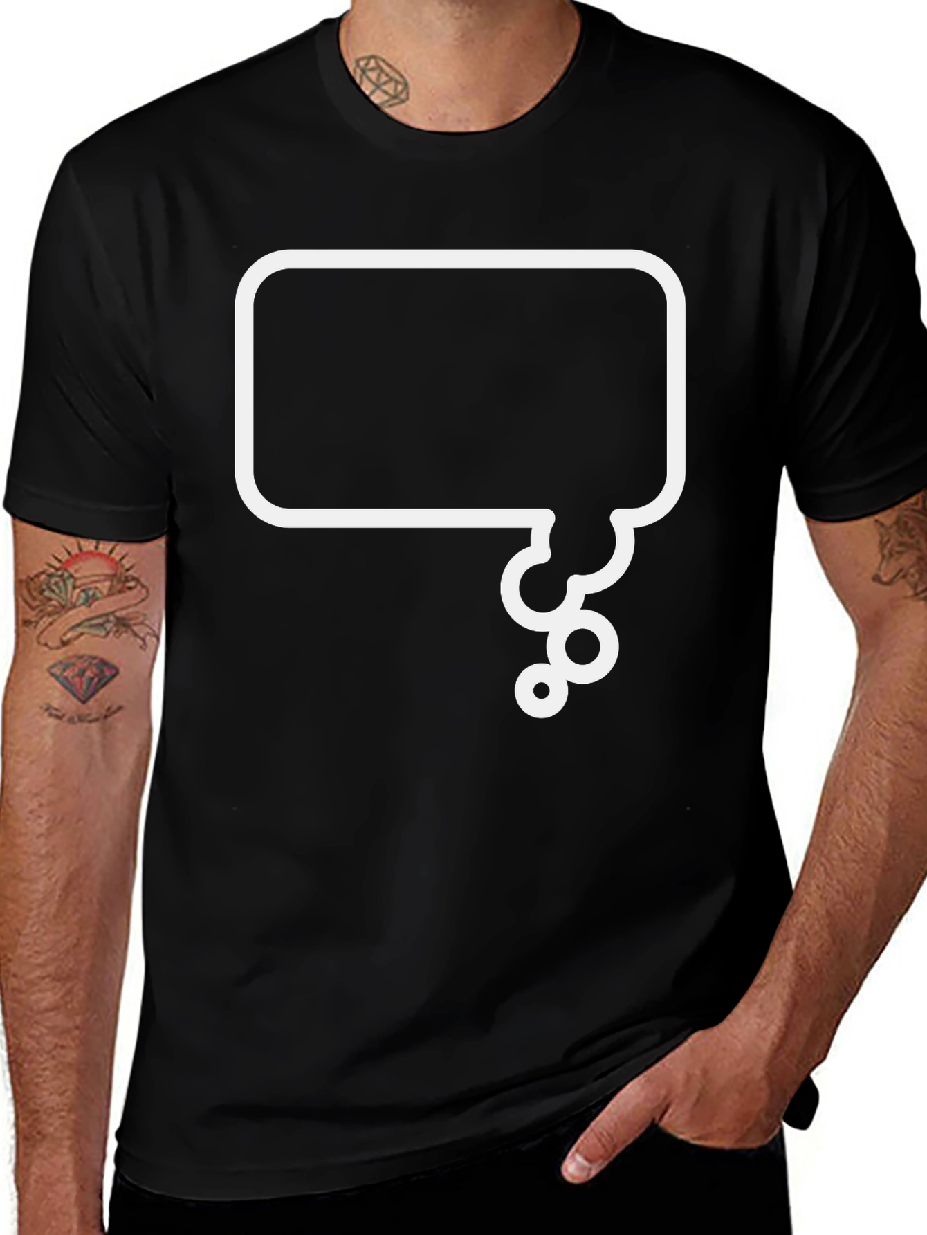 Black Black T-Shirt with White Speech Bubble Graphic main image