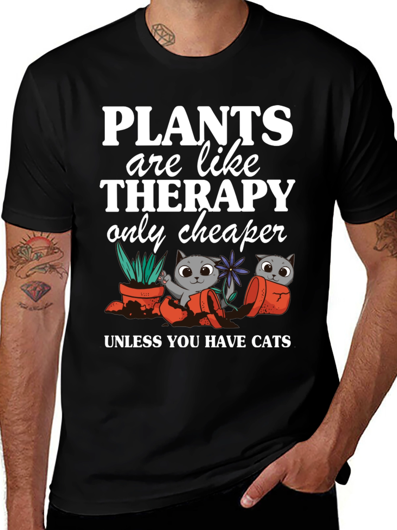 Variant 19 of Plants are Therapy Cats T-Shirt