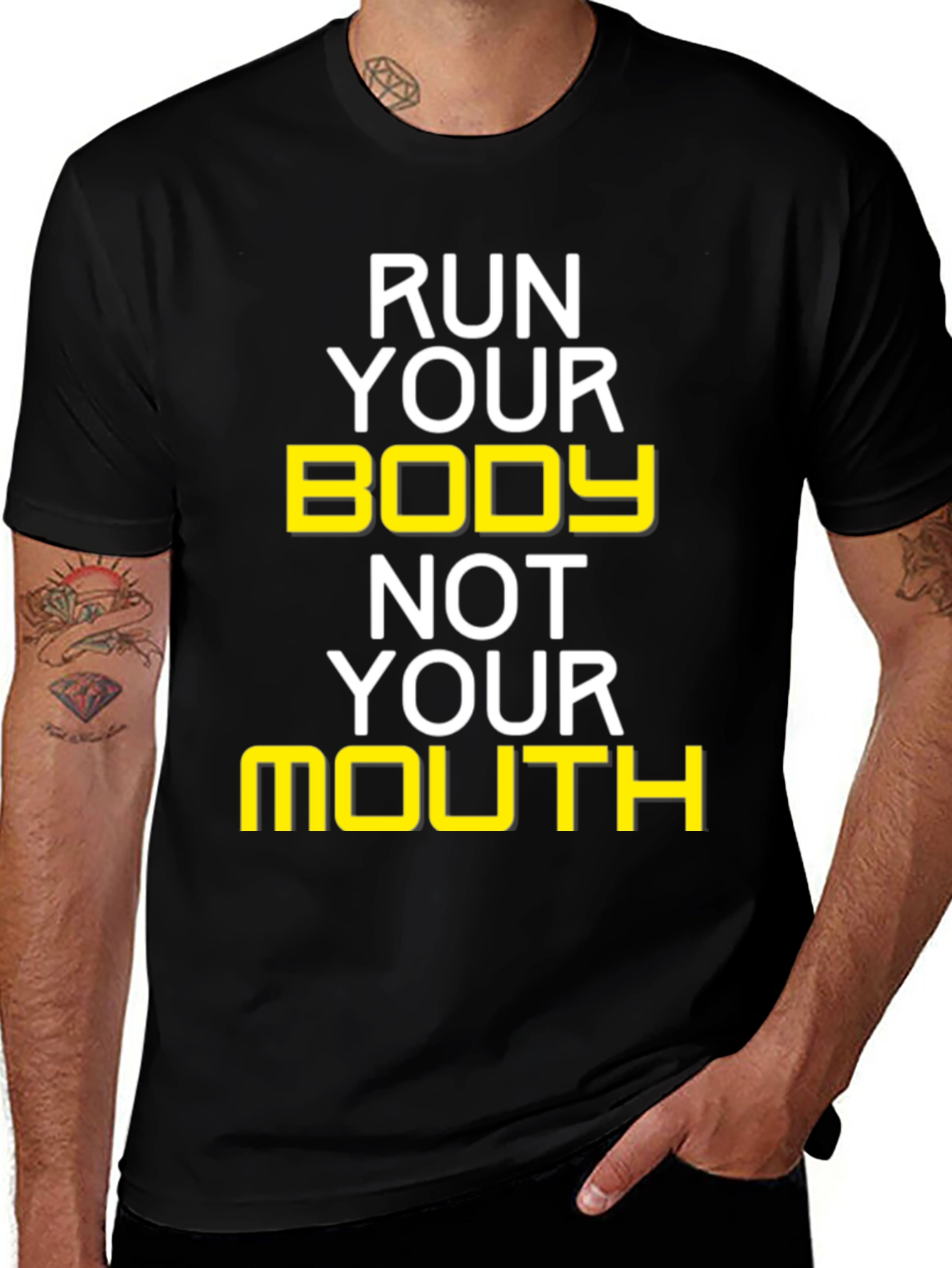 Variant 24 of Run Your Body Graphic Tee - Black