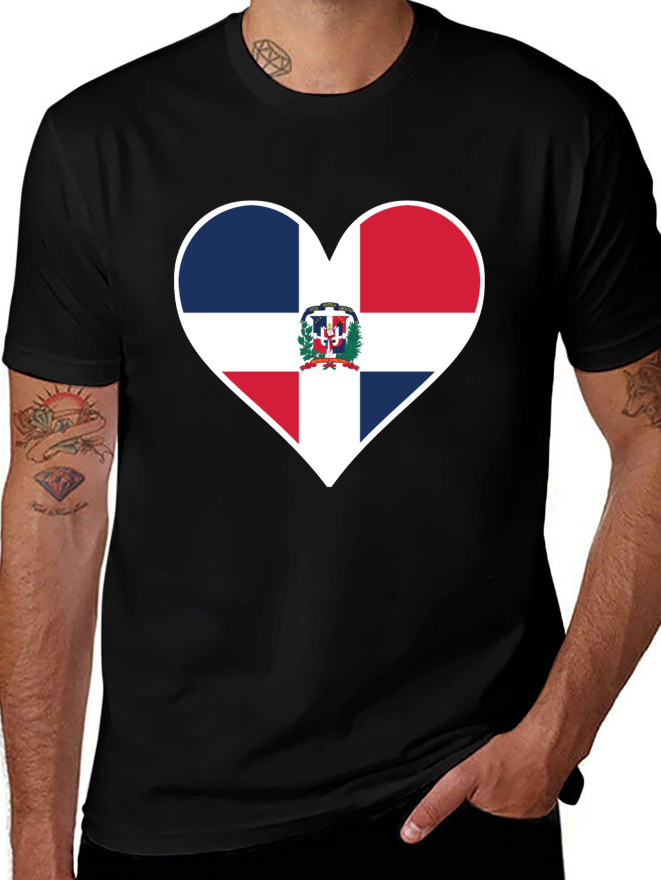 Dominican Republic Flag Heart T-Shirt