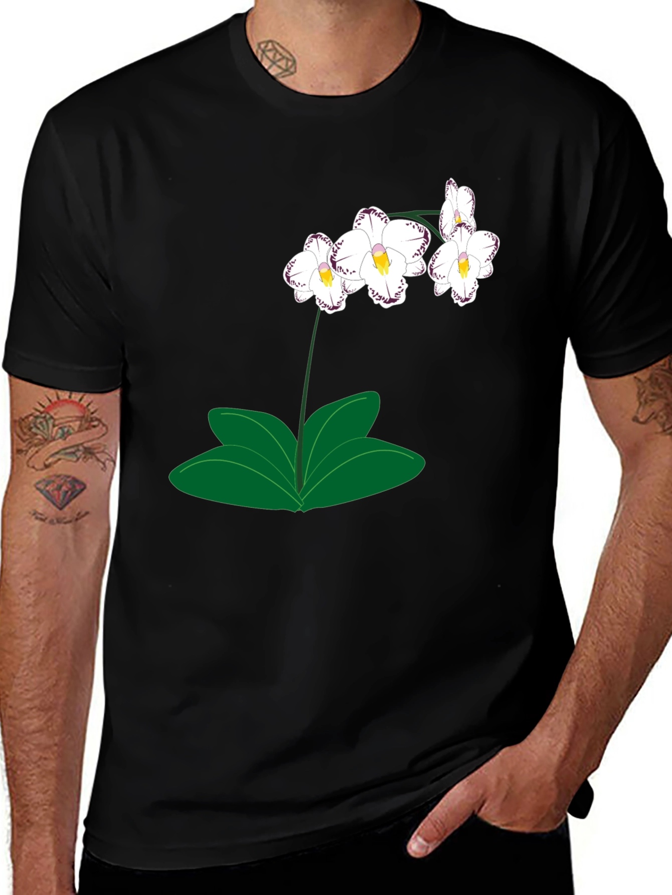 Variant 12 of Orchid Graphic T-Shirt - Black, Casual Wear