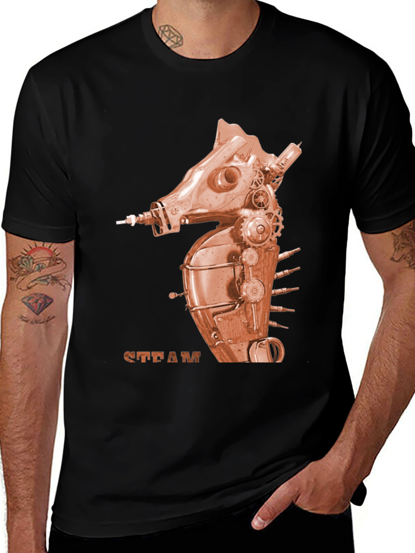 Variant 22 of Steampunk Seahorse Graphic Tee - Unique Design