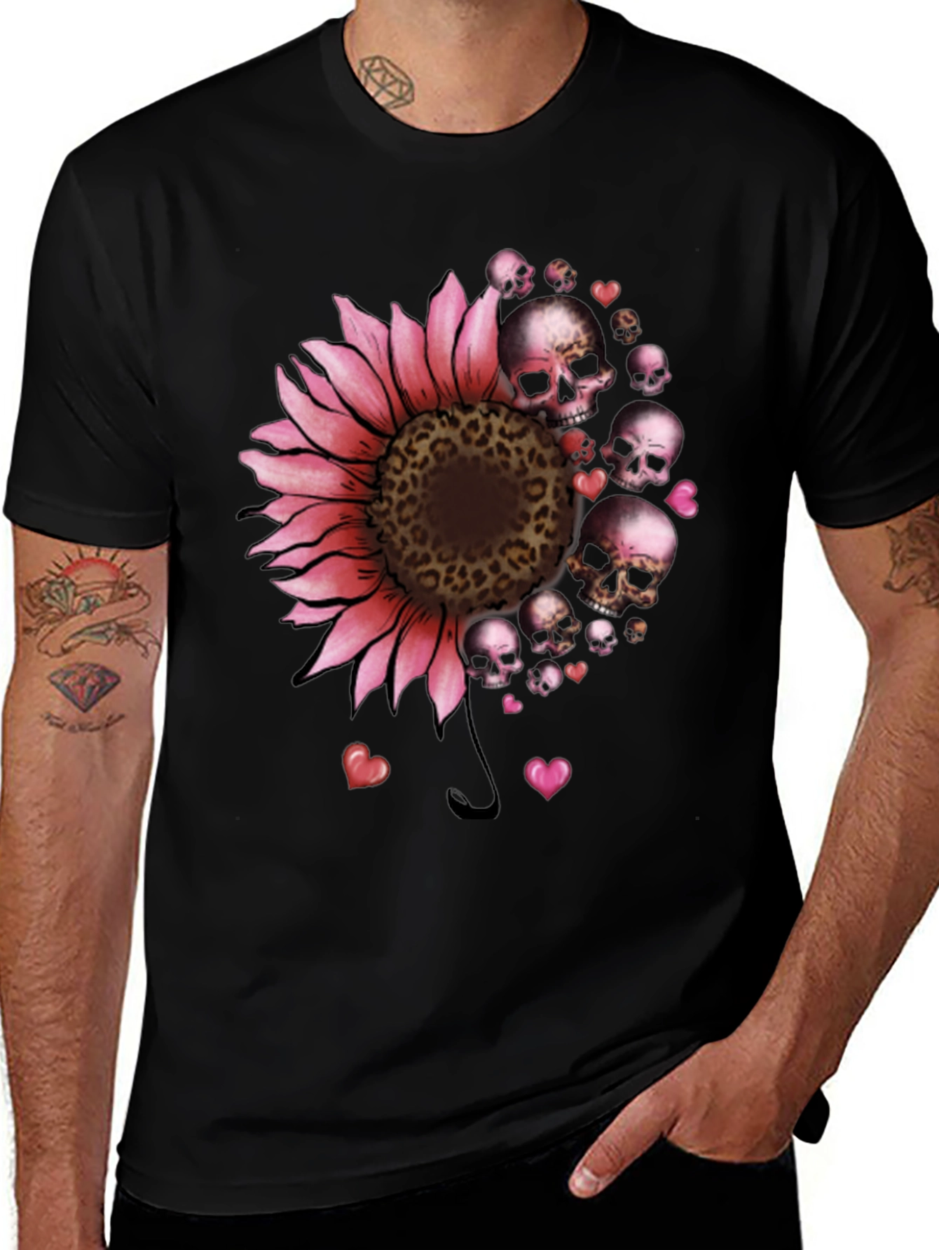 Variant 13 of Sunflower Skull Graphic Tee - Unique Design T-Shirt