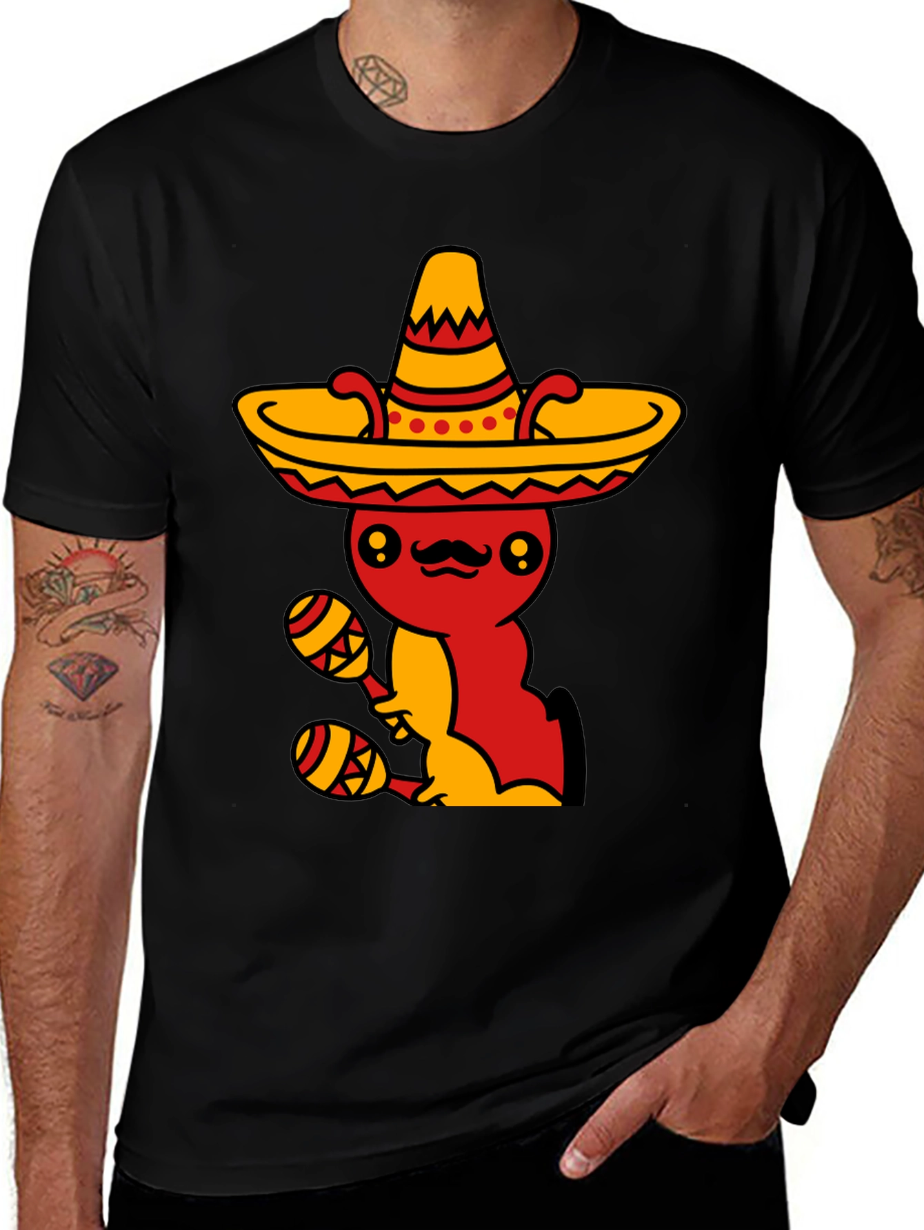 Variant 17 of Mexican Fiesta T-Shirt - Fun Sombrero & Maracas Design