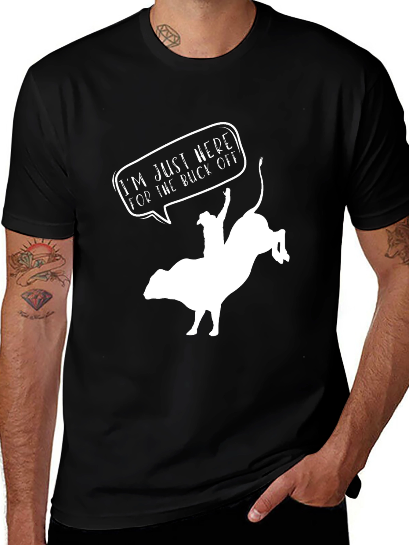 Variant 11 of Buck Off Rodeo Graphic Tee - Black Cotton T-Shirt