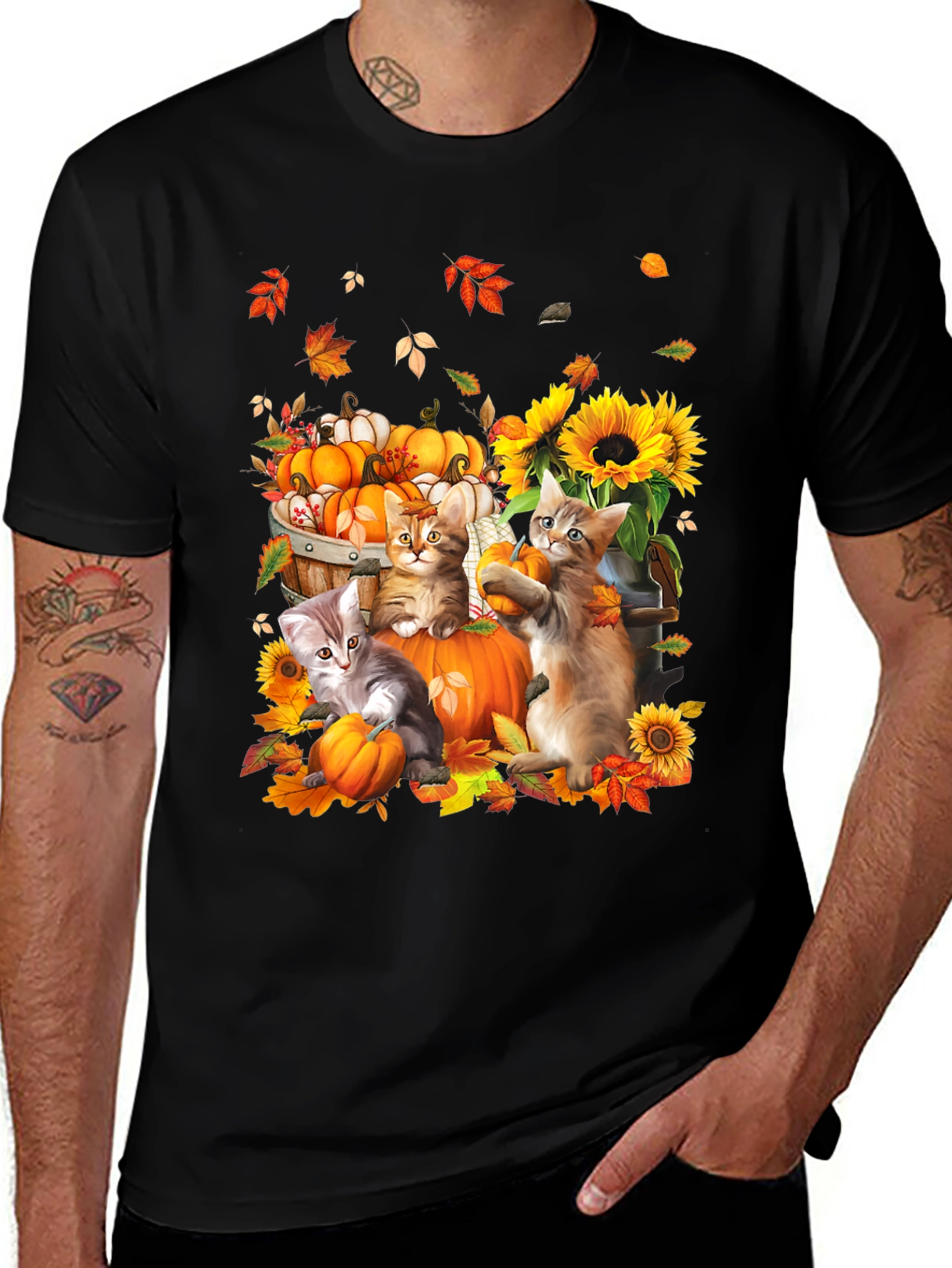 Variant 15 of Autumn Cats & Pumpkins Graphic Tee