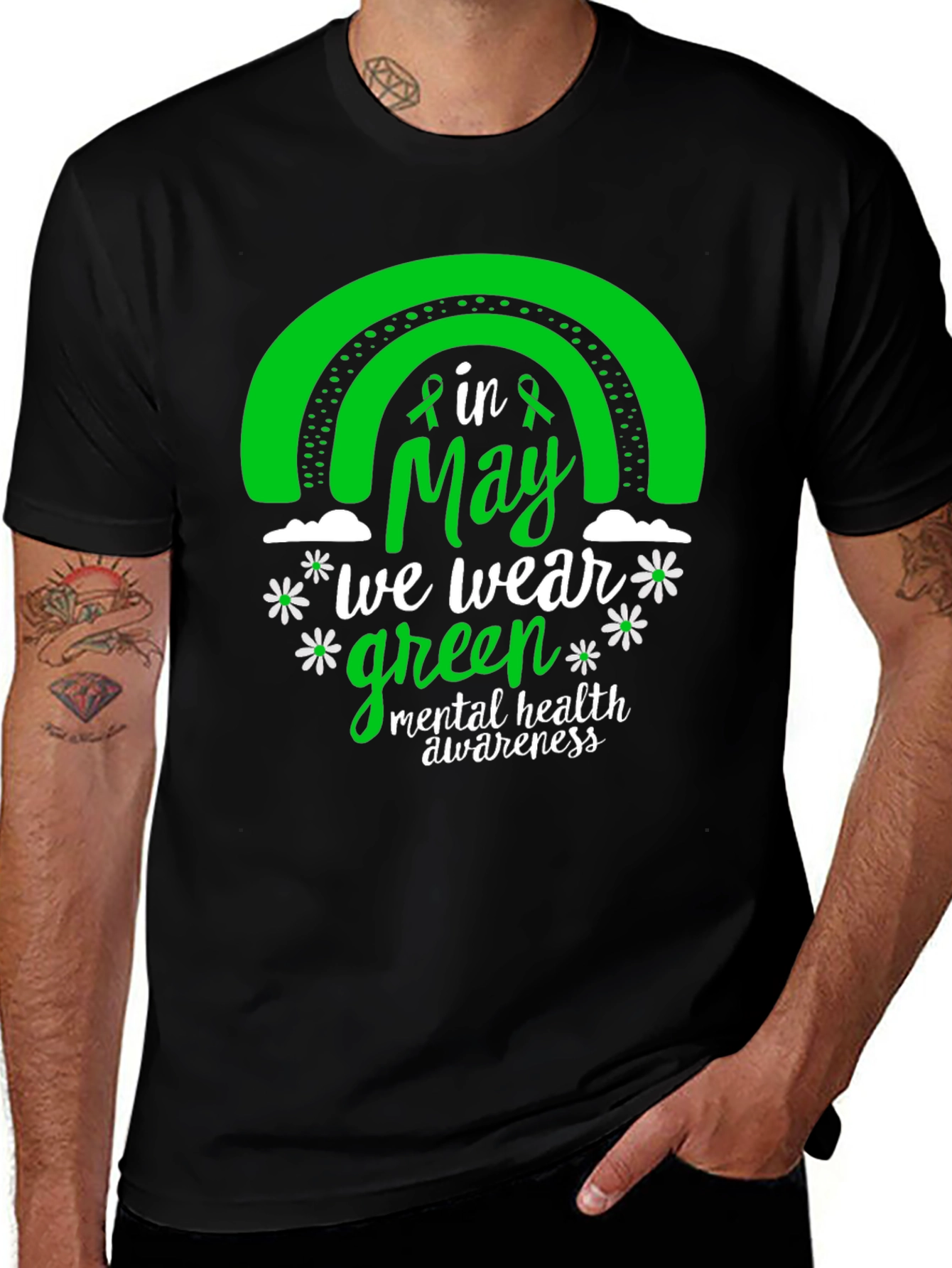 Variant 4 of Mental Health Awareness Green Rainbow T-Shirt