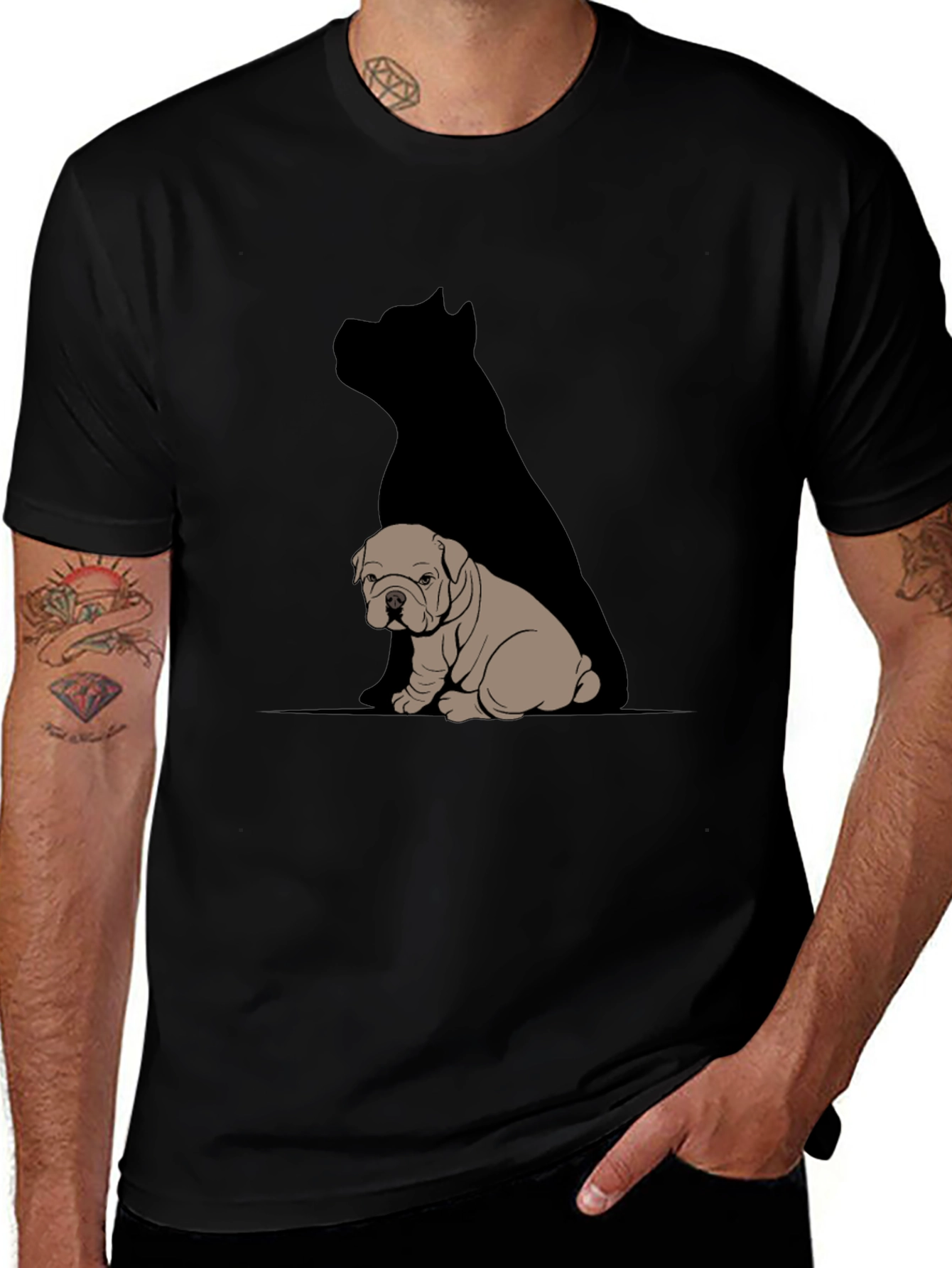 Variant 13 of Bulldog & Shadow Graphic T-Shirt - Modern Casual Tee