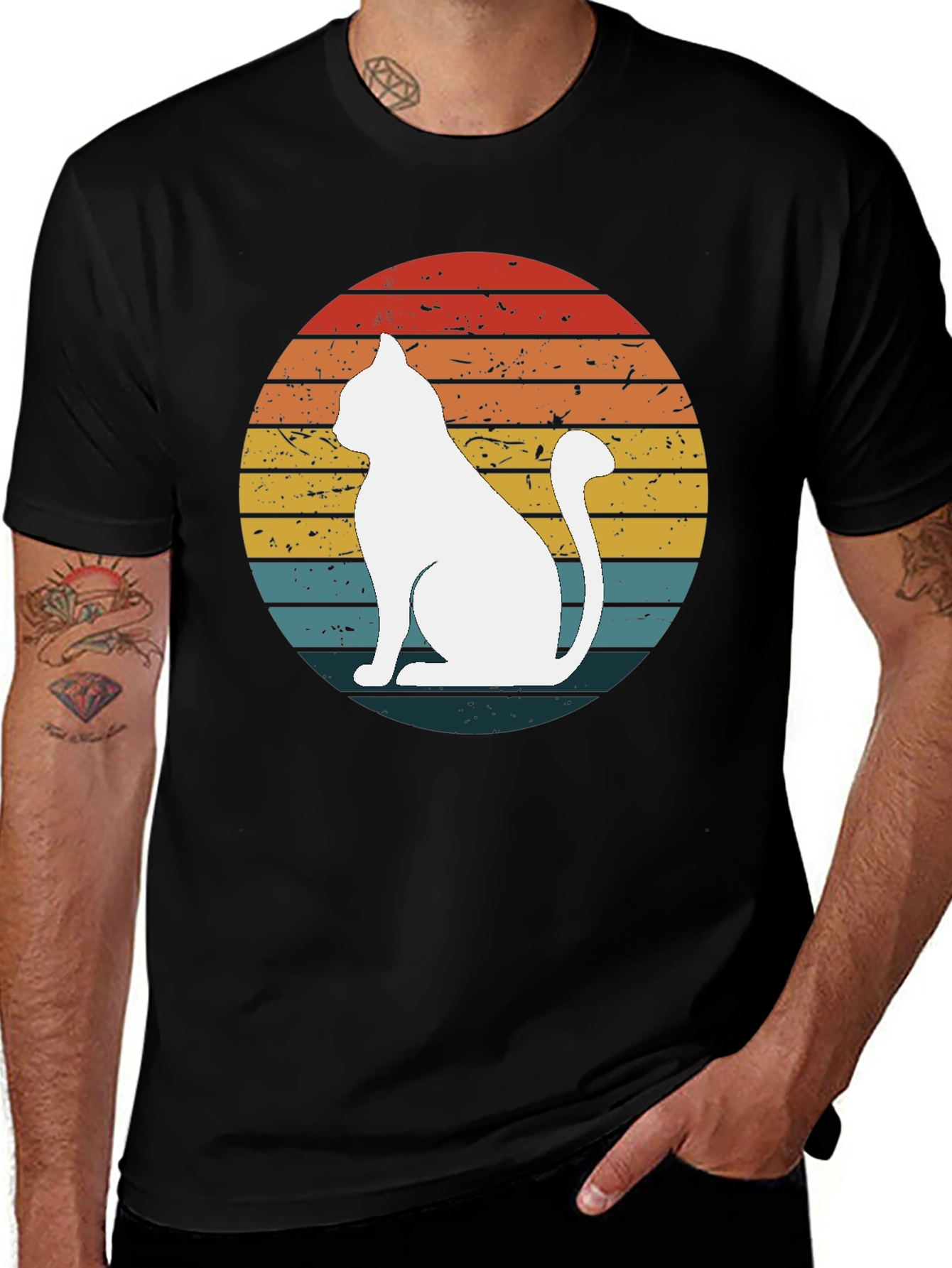 Variant 14 of Retro Cat Graphic Tee - Vintage Style Comfort