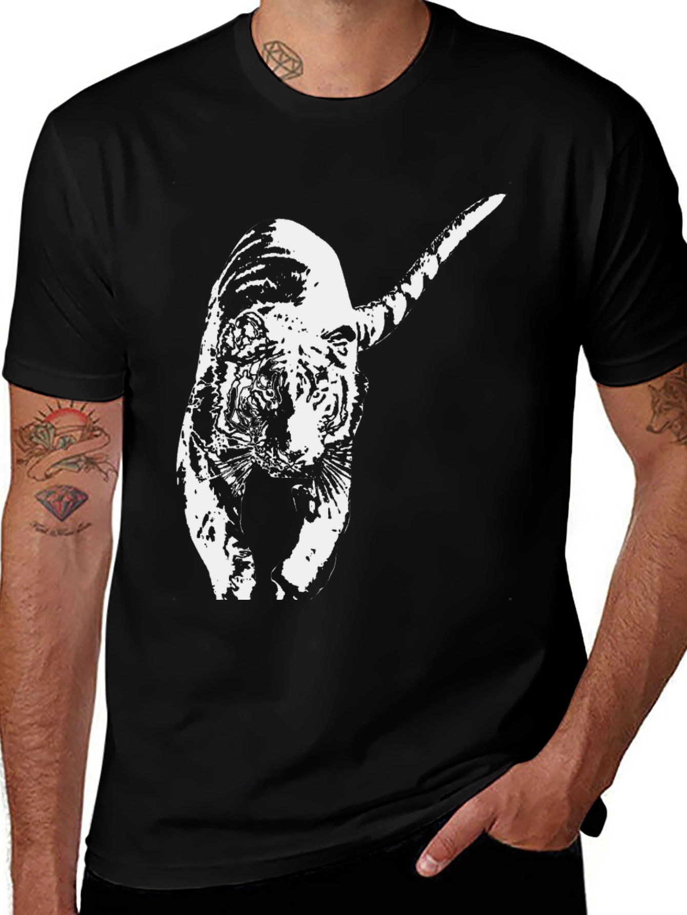 Tiger Graphic Black T-Shirt - Animal Print Tee