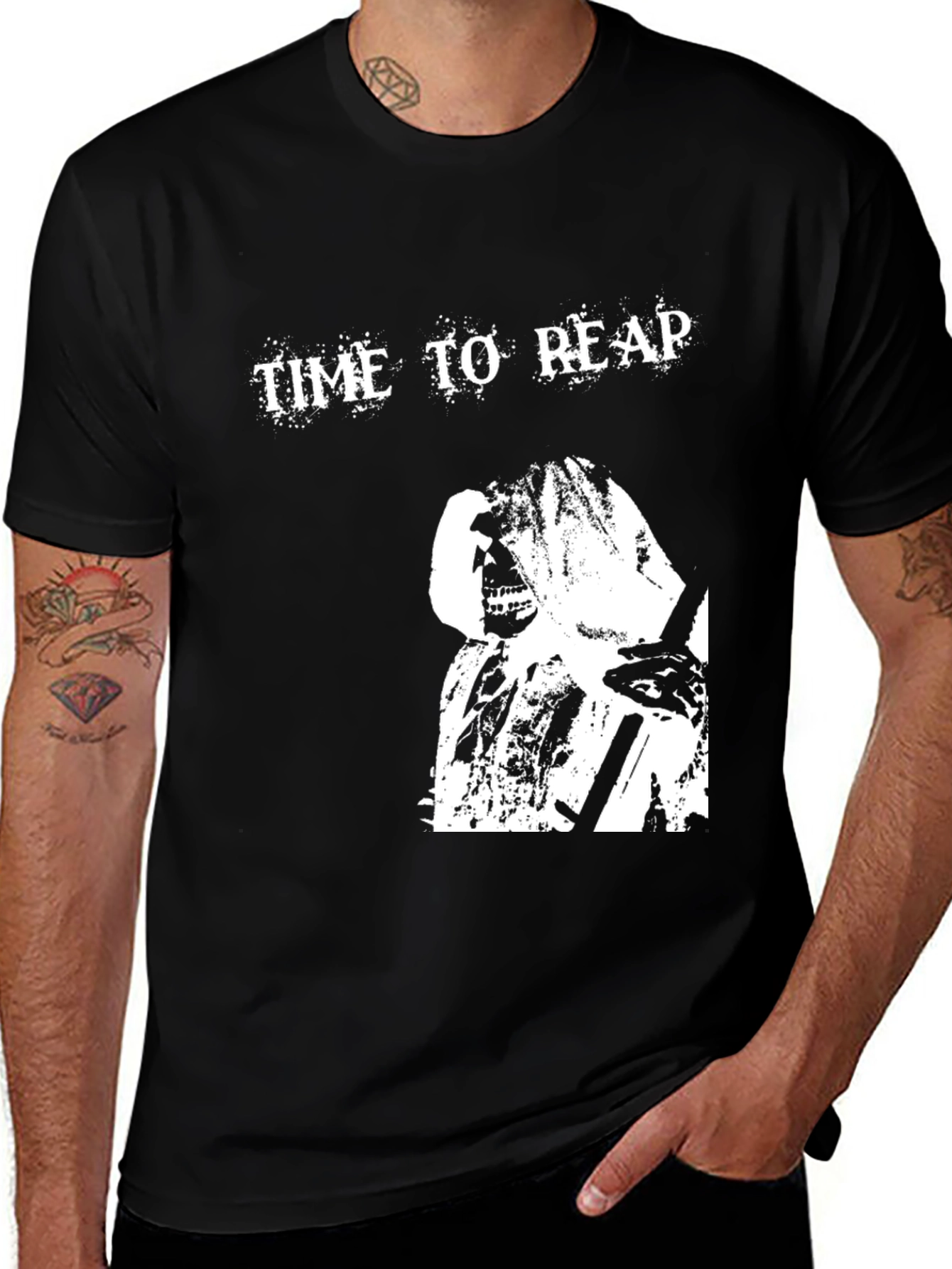 Variant 26 of Time to Reap Graphic Tee - Black Cotton T-Shirt
