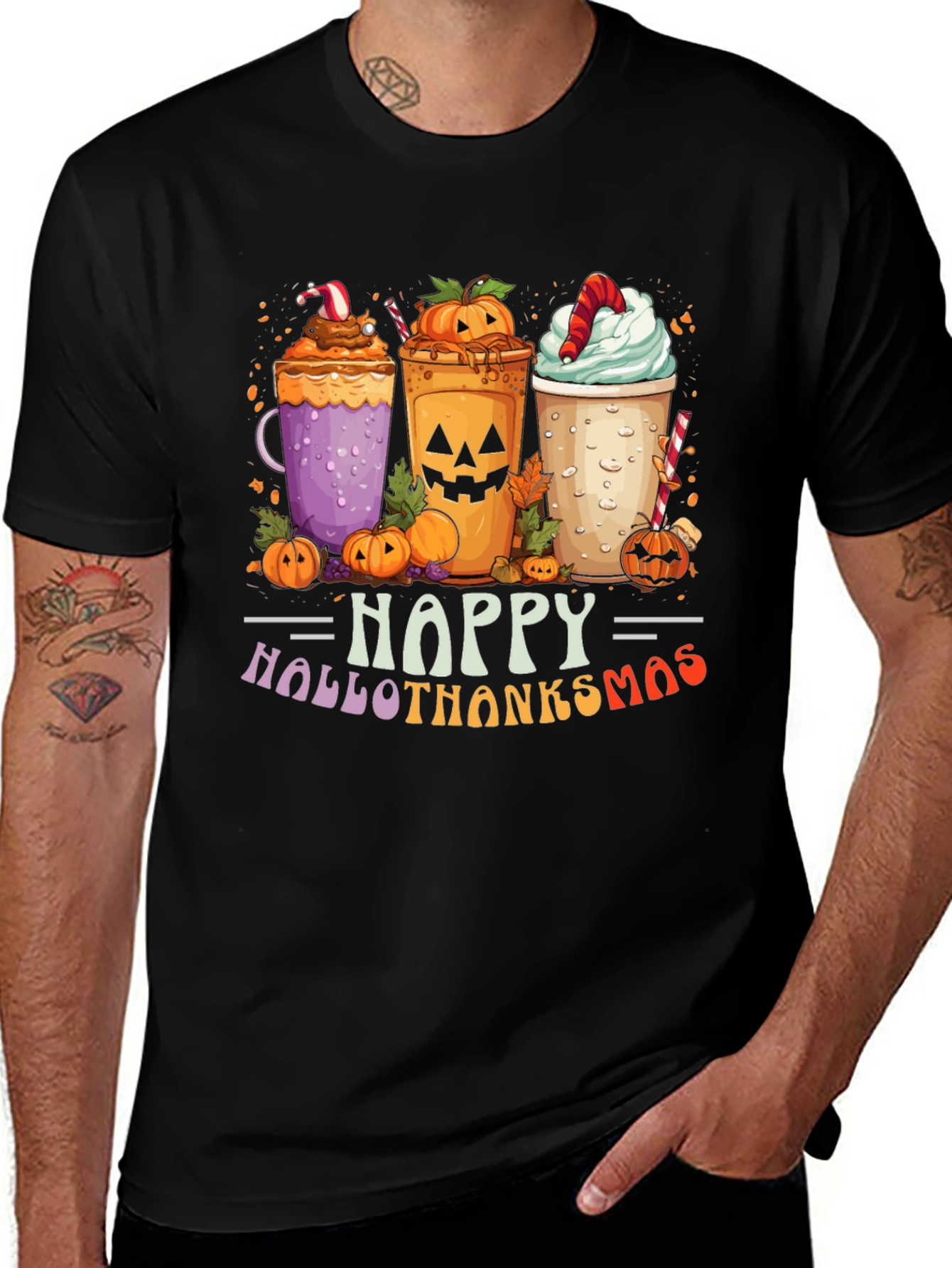 Black Hallowthanksmas Graphic Tee main image