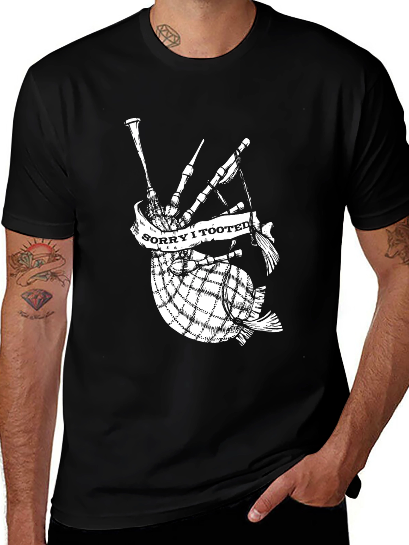 Variant 7 of Sorry I Tooted Bagpipe Graphic Tee - Soft Cotton