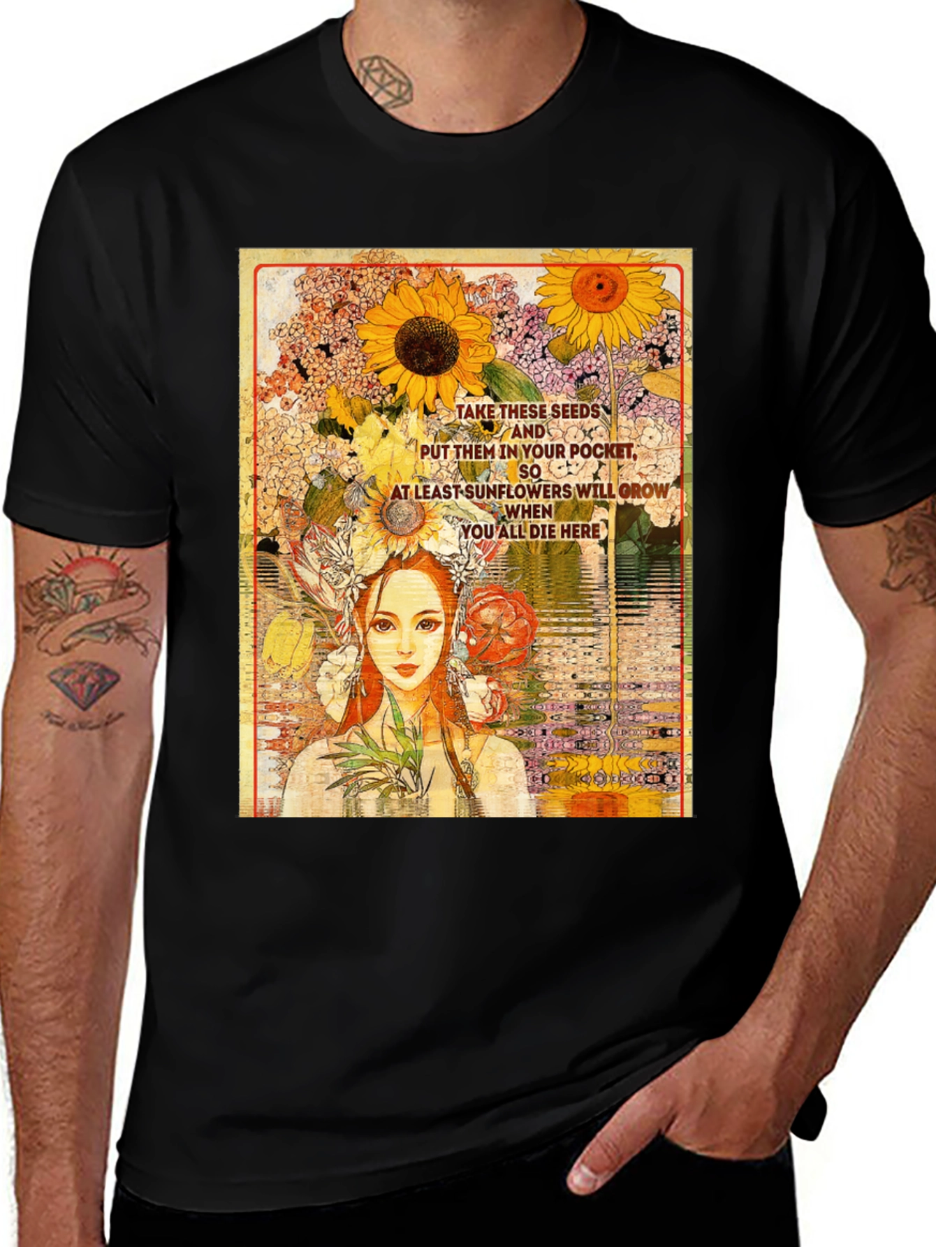 Variant 20 of Sunflower Seeds T-Shirt - Unique Floral Design