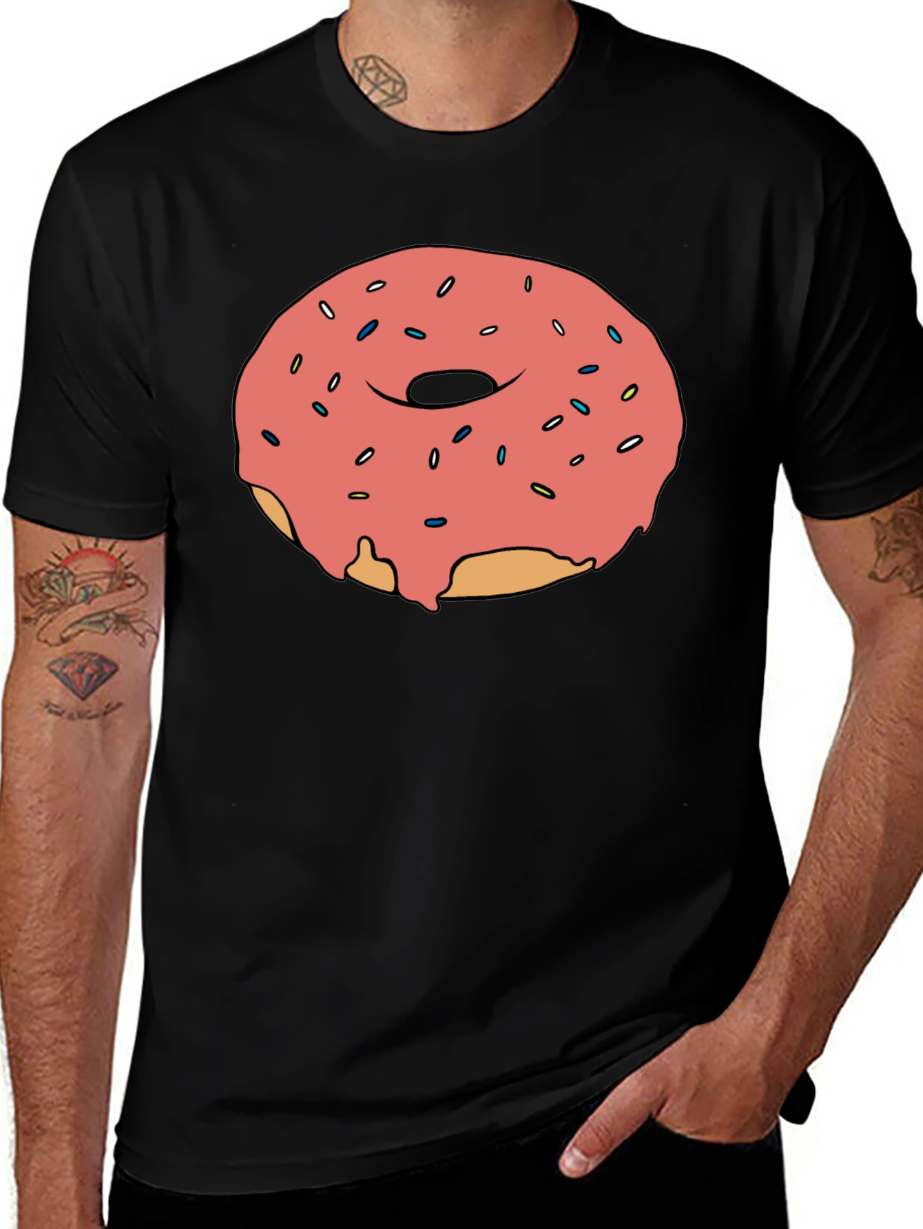 Variant 16 of Donut Graphic Black T-Shirt