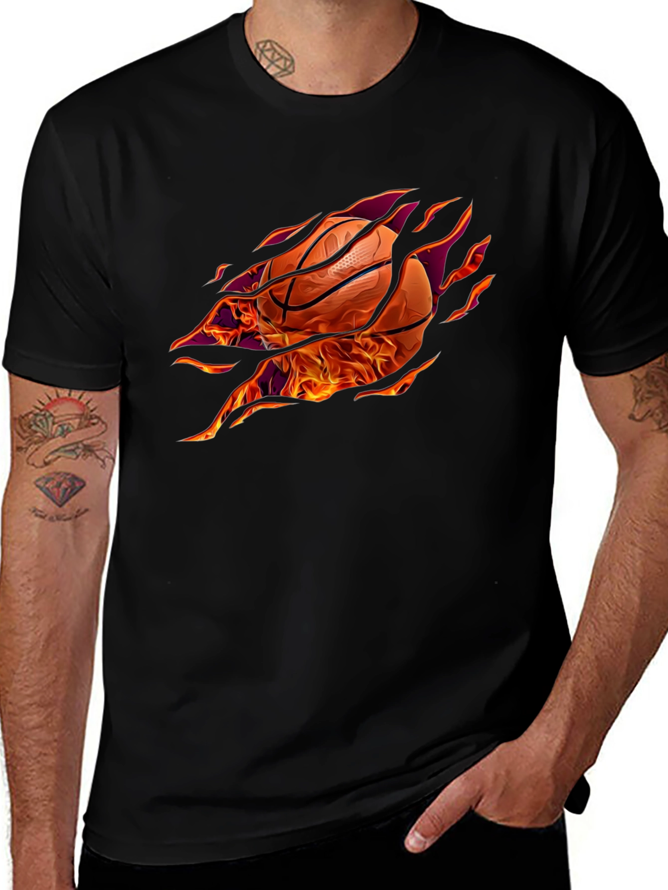 Variant 19 of Fiery Basketball Graphic T-Shirt