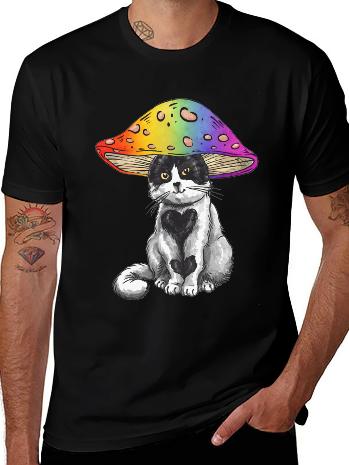 Variant 15 of Cat Under Mushroom Graphic T-Shirt