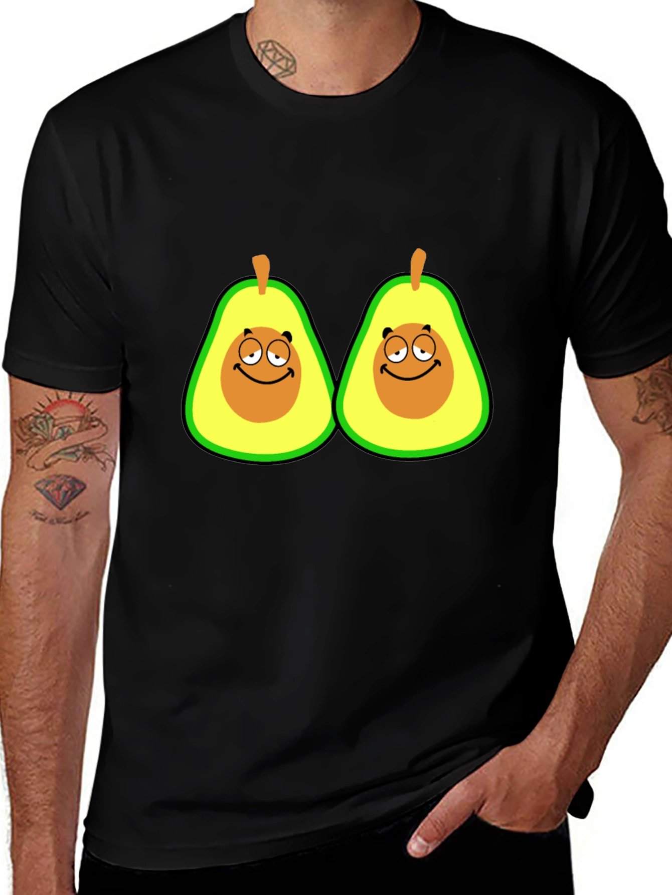 Variant 28 of Funny Avocado Graphic Black T-Shirt