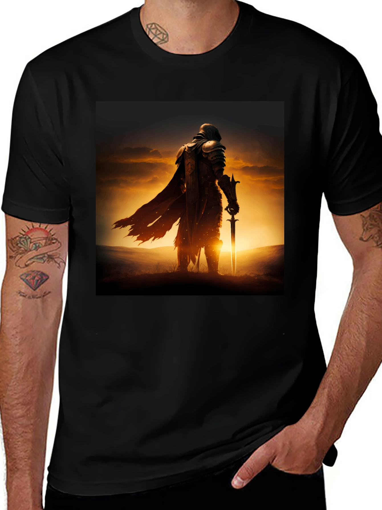 Variant 7 of Warrior Knight T-Shirt - Epic Fantasy Design
