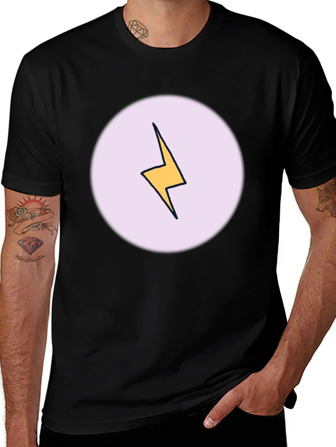 Variant 13 of Lightning Bolt Graphic Tee - Black Cotton Casual Shirt