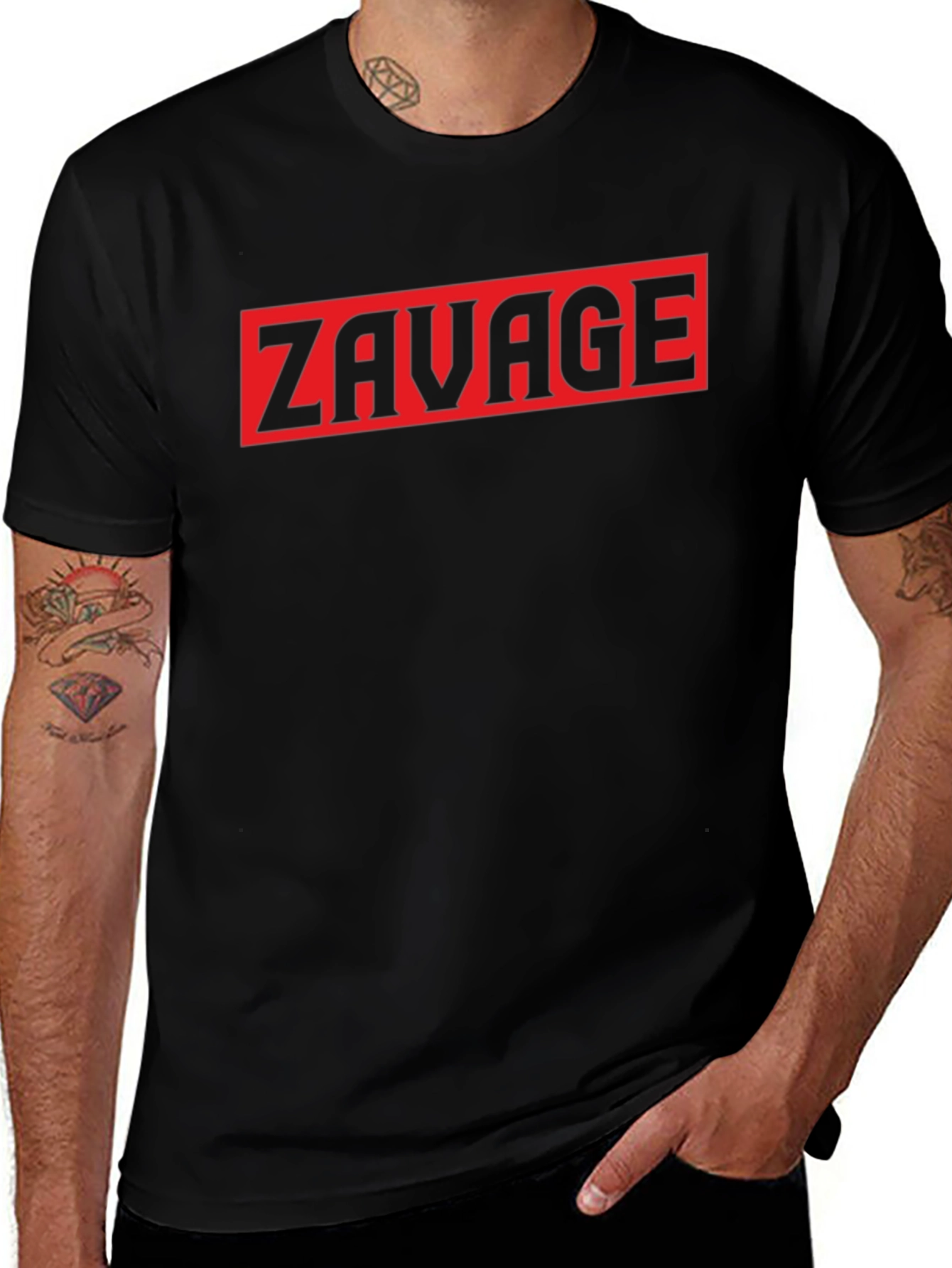 Variant 22 of Zavage Graphic Tee - Bold Red Print on Black