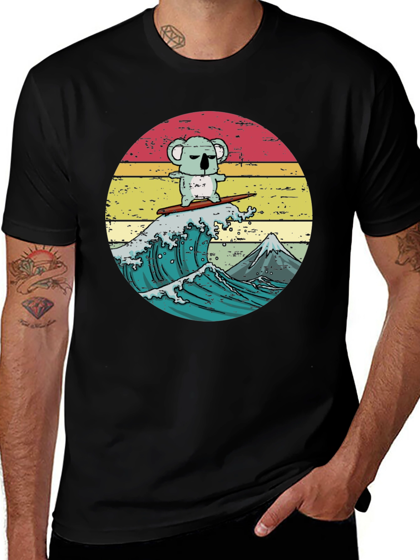 Variant 19 of Koala Surfing T-Shirt - Retro Style