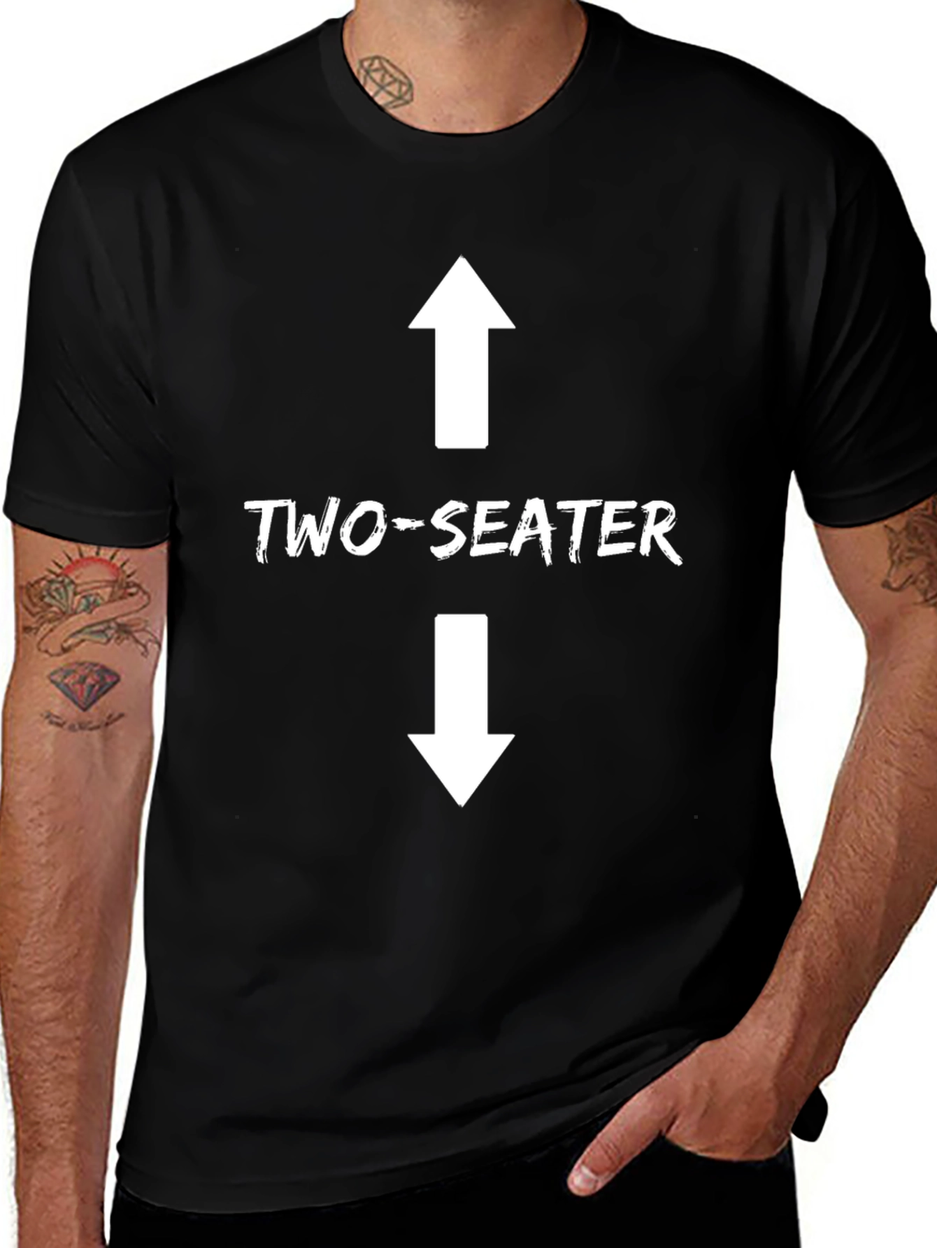 Variant 24 of Two-Seater Graphic Tee - Black Cotton T-Shirt
