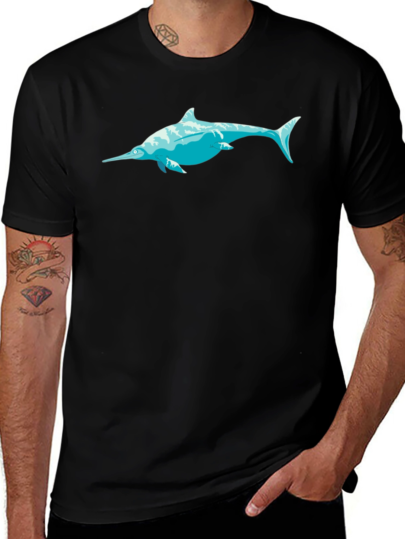 Variant 22 of Swordfish Graphic Tee - Black Cotton T-Shirt