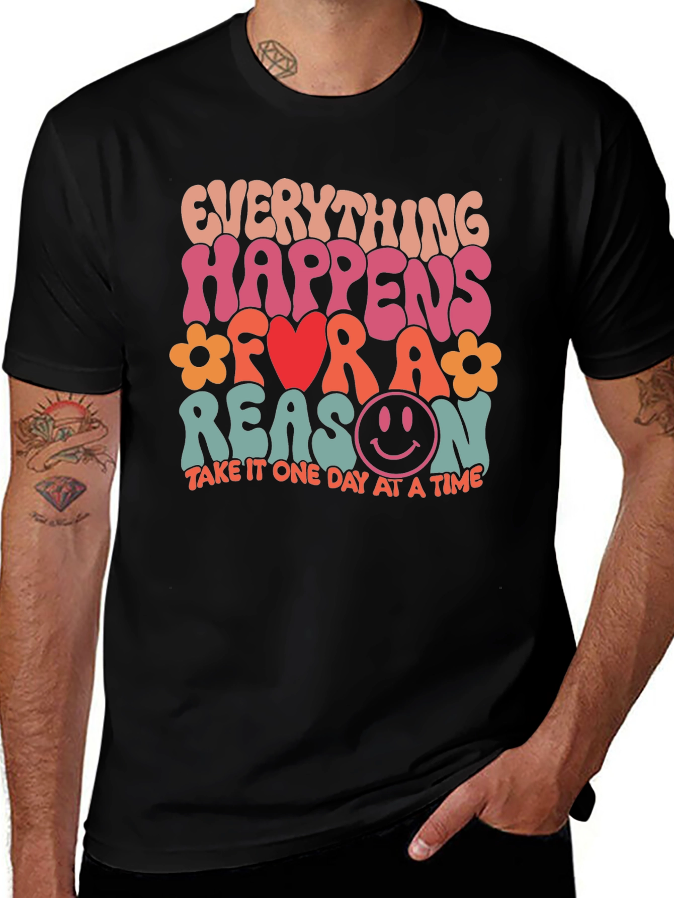 Variant 16 of Retro Graphic Tee: Everything Happens For A Reason