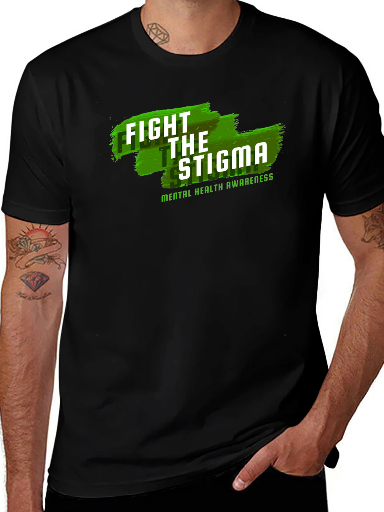 Variant 8 of Fight the Stigma Mental Health Awareness Black T-Shirt