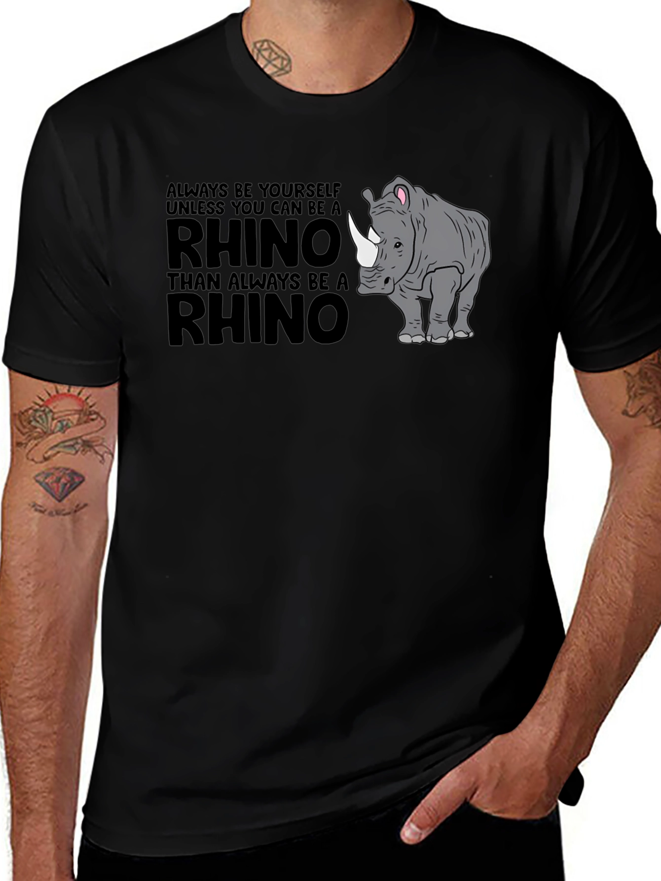 Variant 16 of Always Be Yourself Rhino Black T-Shirt