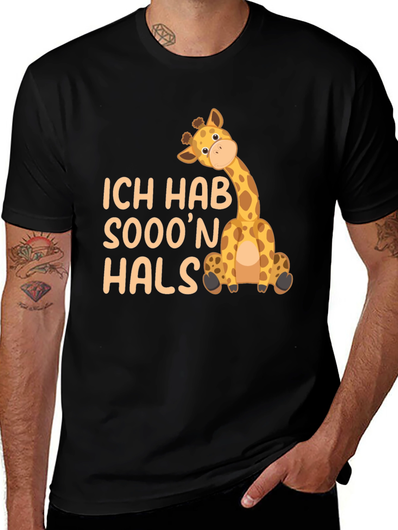 Variant 23 of Ich Hab Sooo'n Hals Giraffe Black T-Shirt