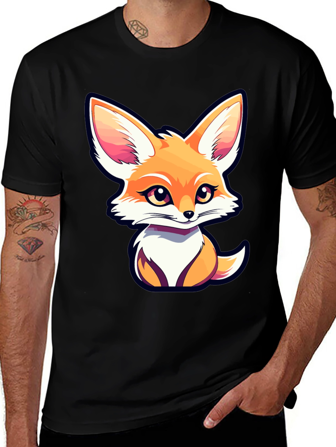 Variant 3 of Cute Fox Graphic Tee - Unisex Black T-Shirt