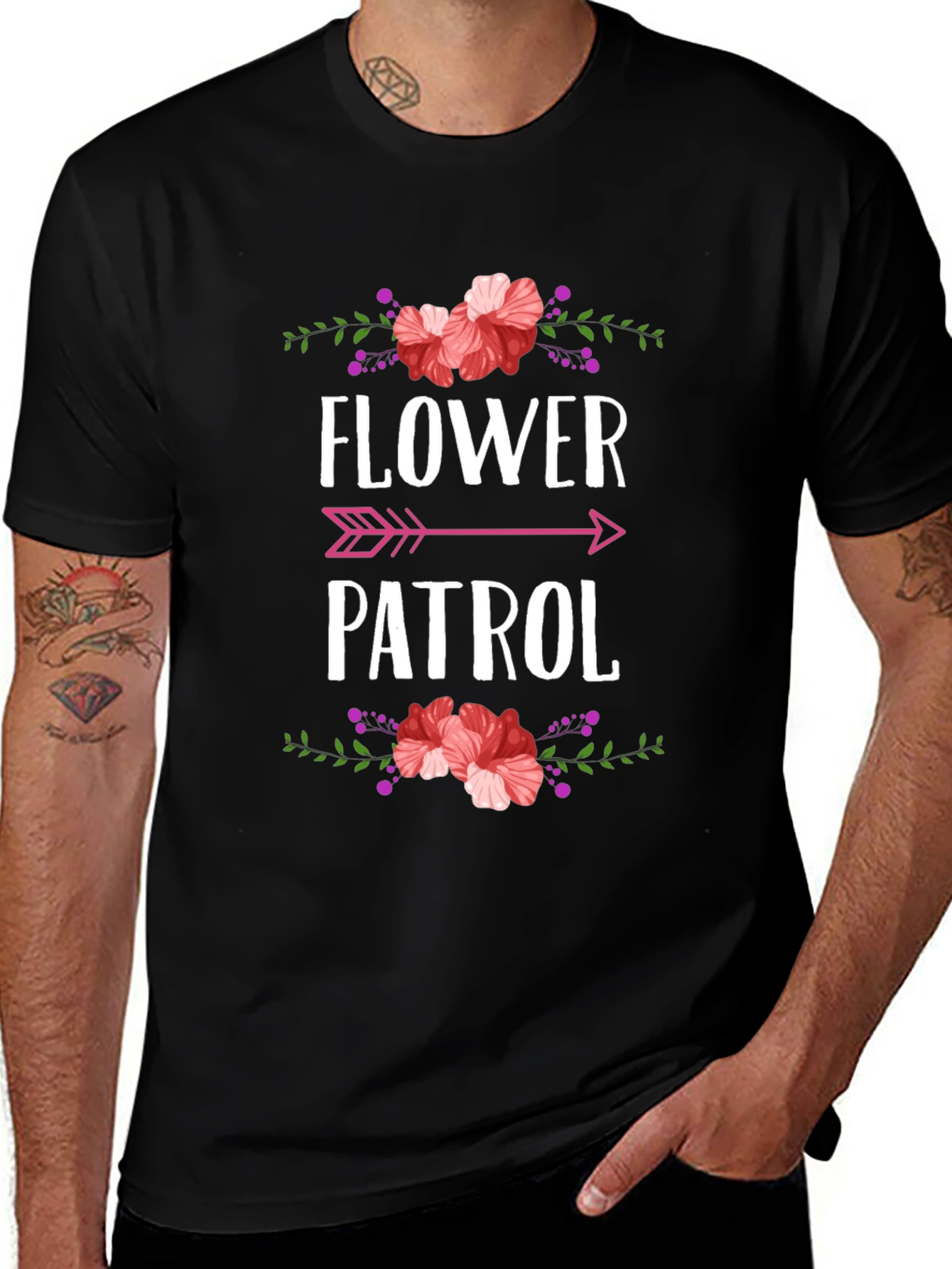 Variant 29 of Flower Patrol Graphic Tee - Trendy Floral Design