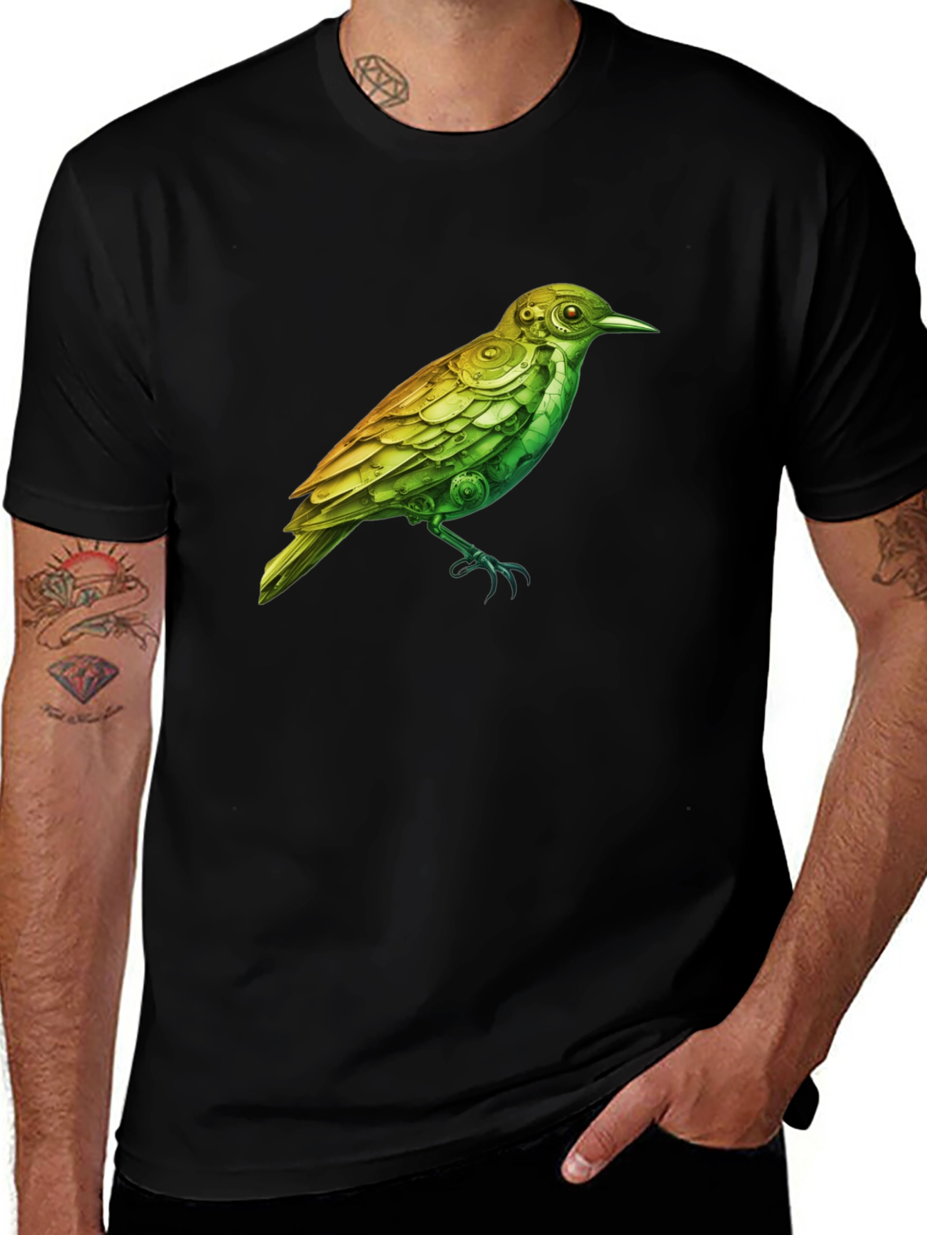 Steampunk Bird Graphic Tee - Unique Design